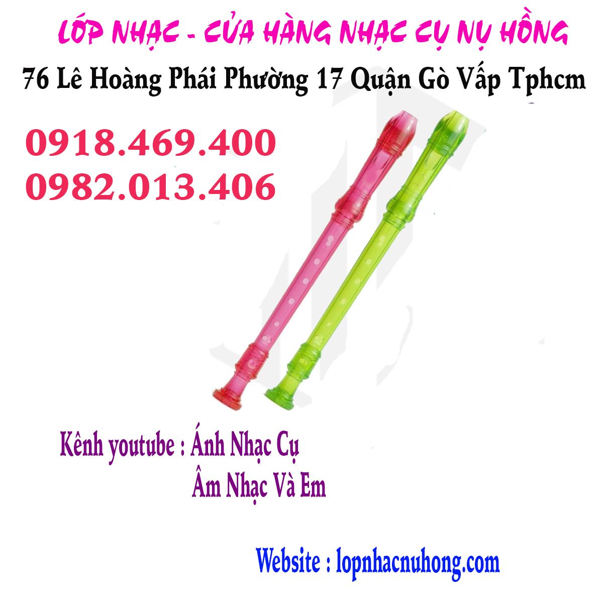 Sáo recorder nhựa trong suốt màu xanh, hồng tuyệt đẹp tại gò vấp, hcm