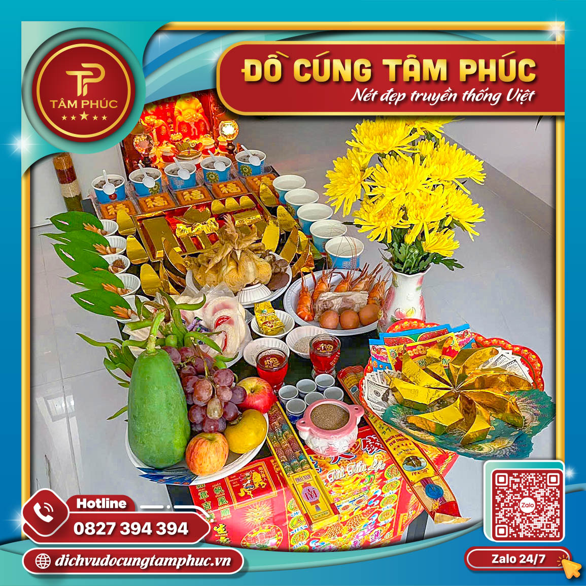 Mâm cúng khai trương thu hút tài lộc chuẩn phong tục.