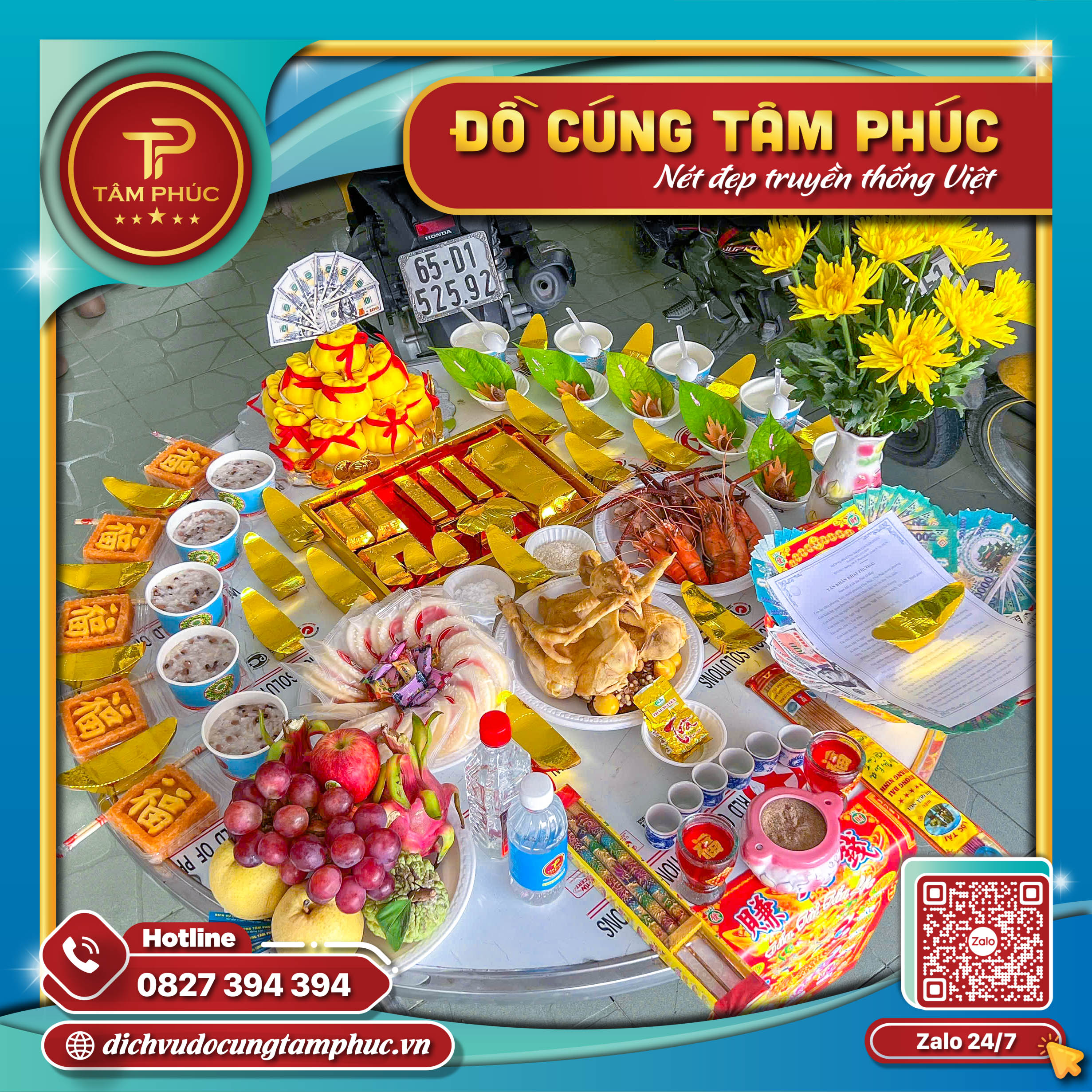 Mâm cúng khai trương thu hút tài lộc chuẩn phong tục.