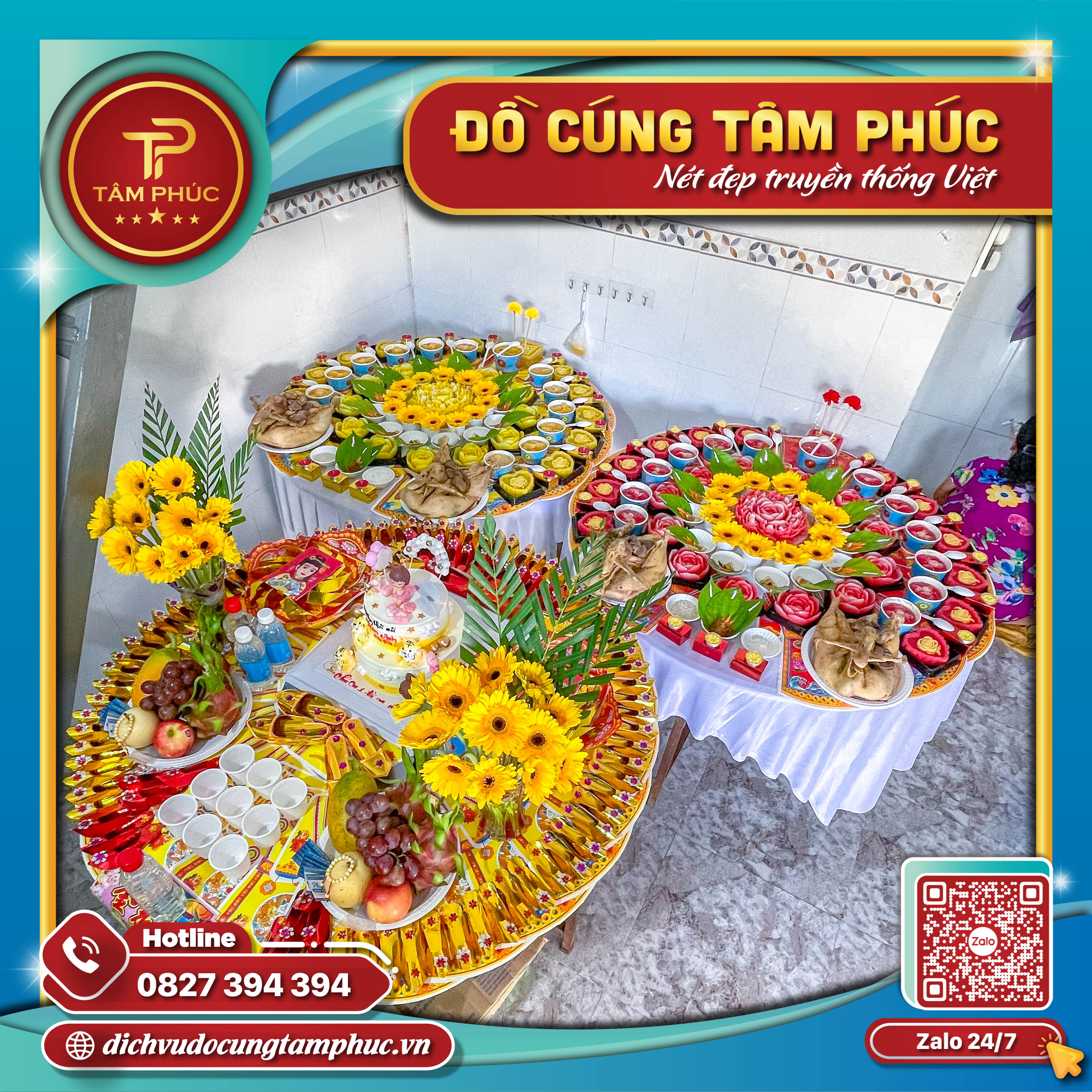 Mâm cúng mụ song sinh cho bé tại Cần Thơ.