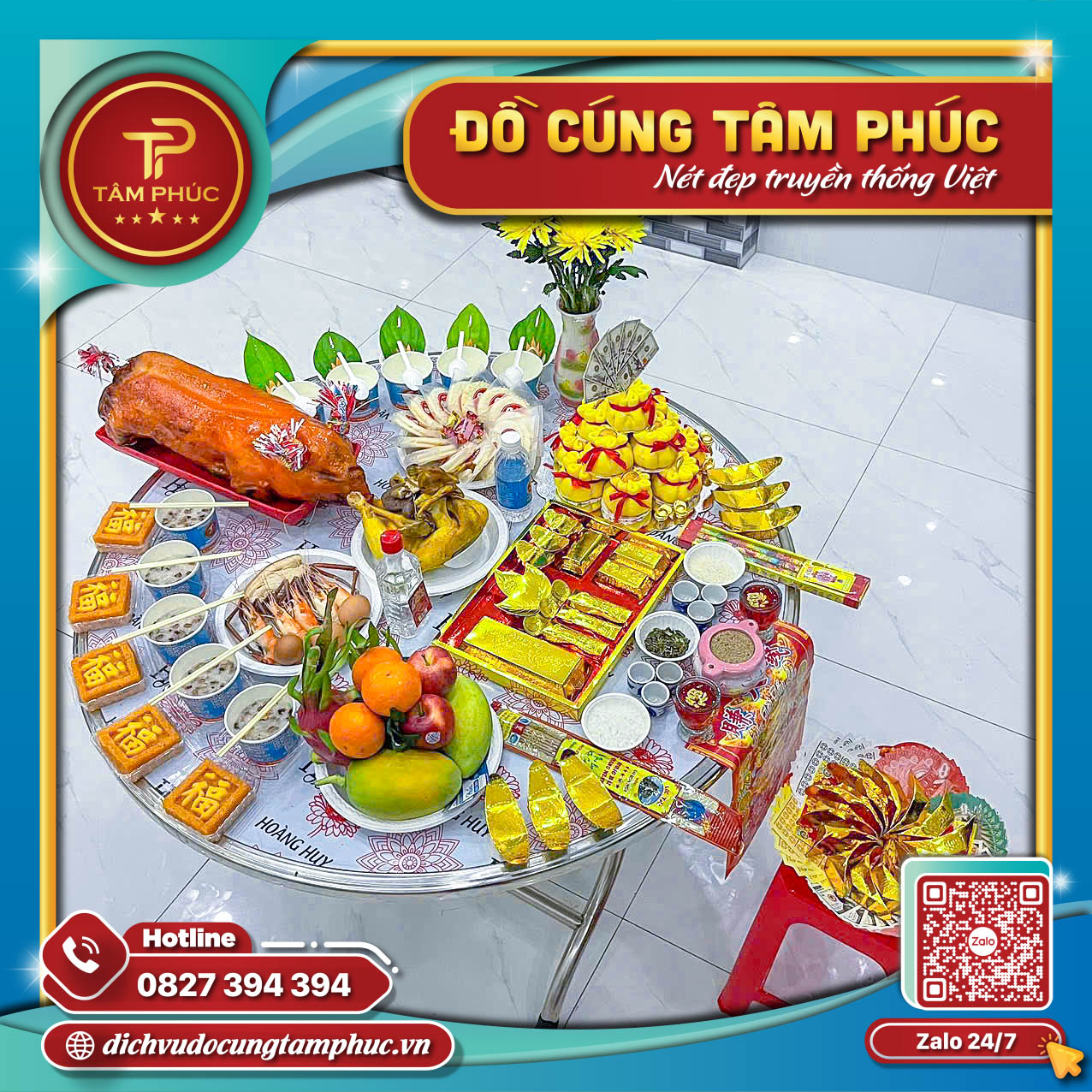 Dịch Vụ Mâm Cúng Tâm Phúc Trọn Gói Có Heo Quay