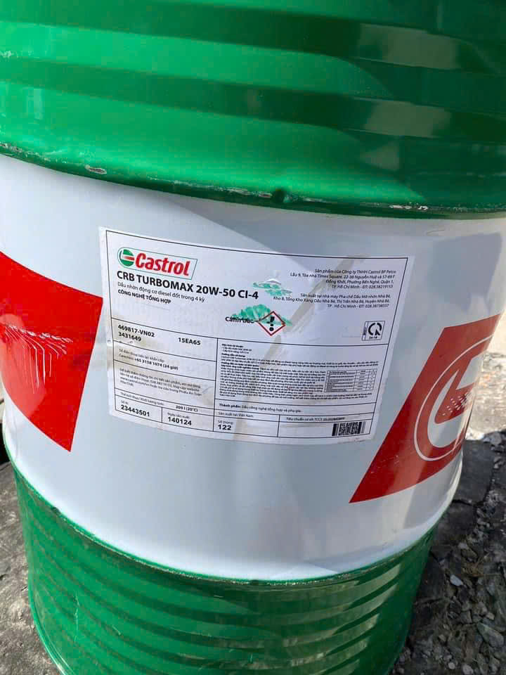 Dầu động cơ Castrol CRB TURBOMAX 20w50 CI-4/phuy 209l chính hãng.