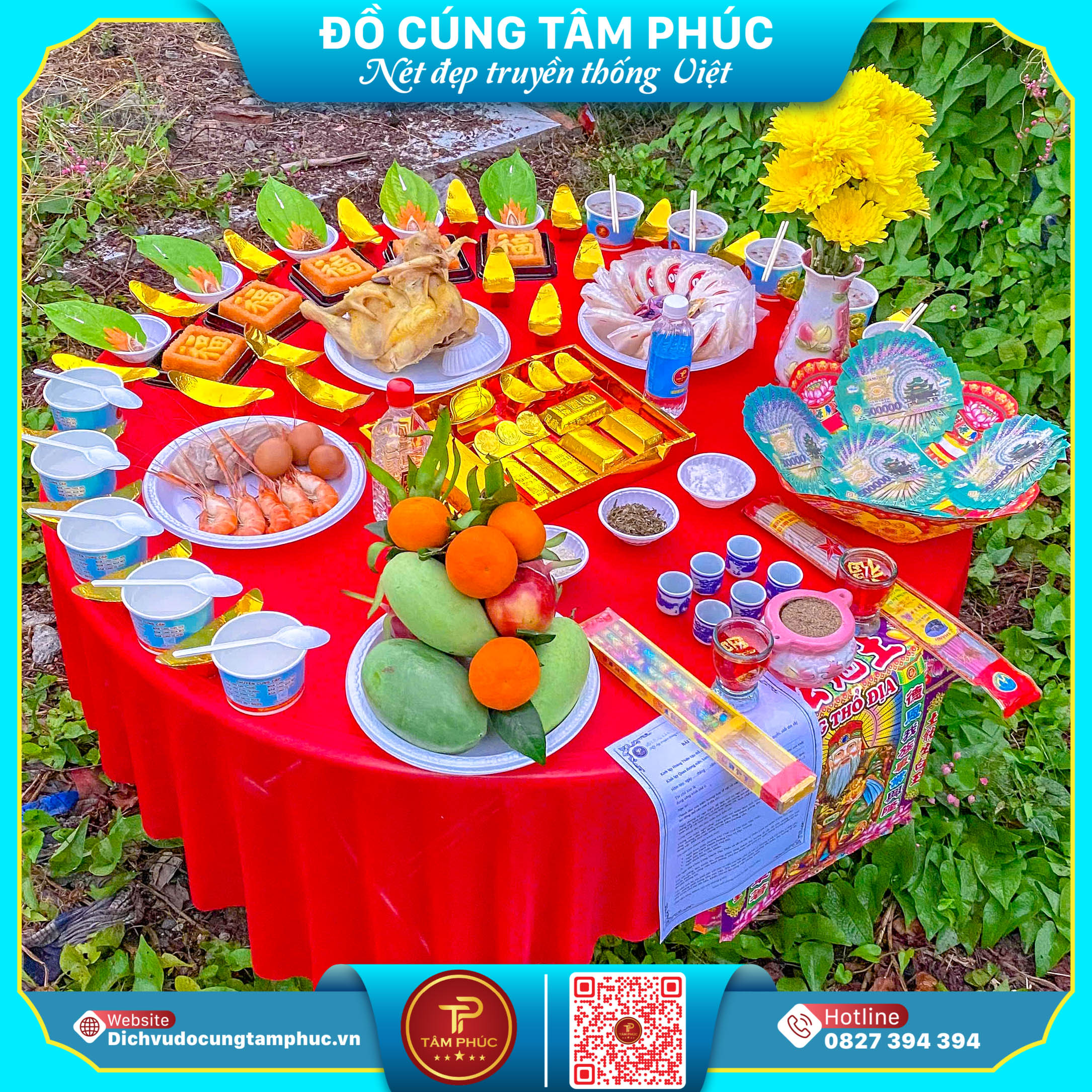 Mâm cúng động thổ đơn giản, đầy đủ tại Cần Thơ.