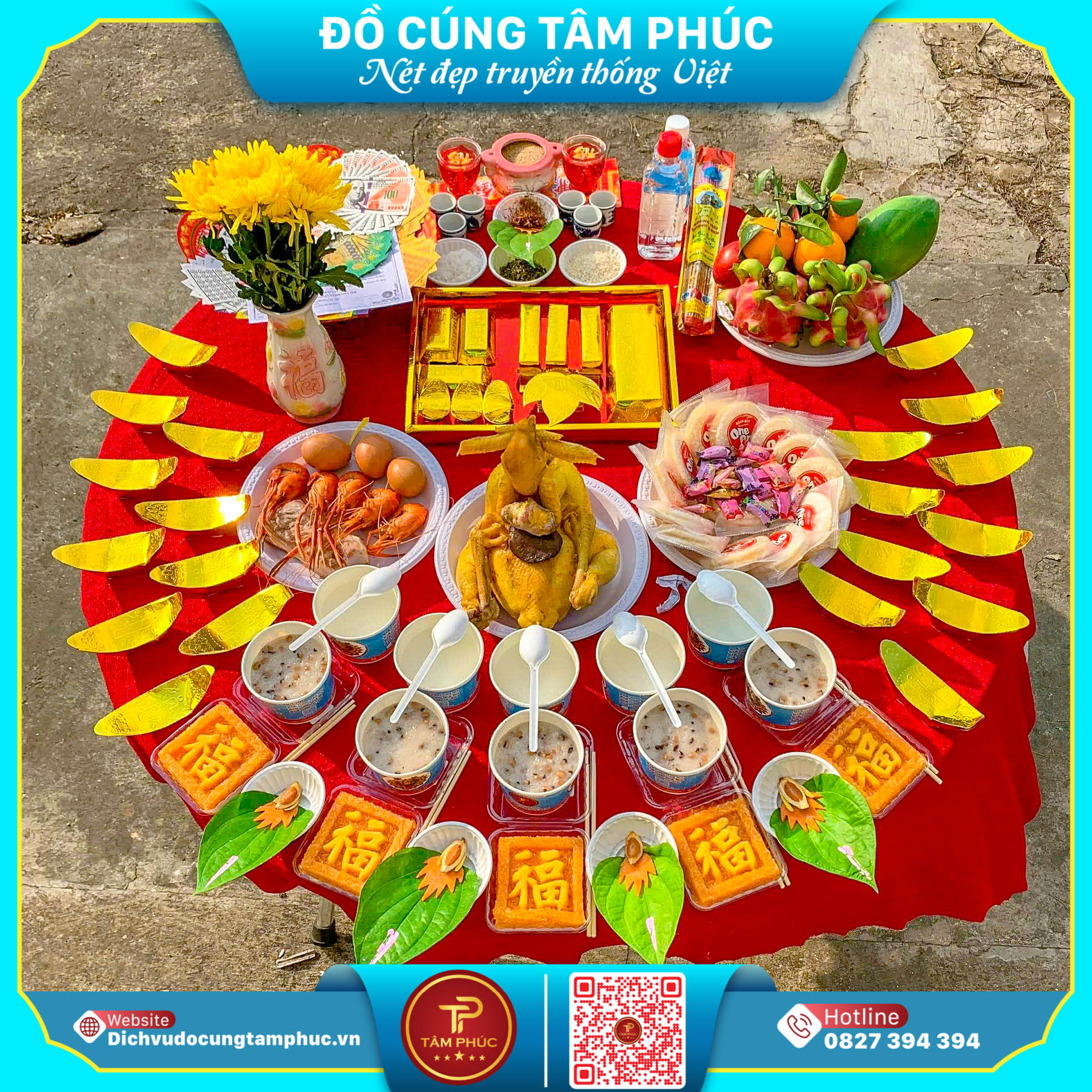 Mâm cúng động thổ đơn giản, đầy đủ tại Cần Thơ.