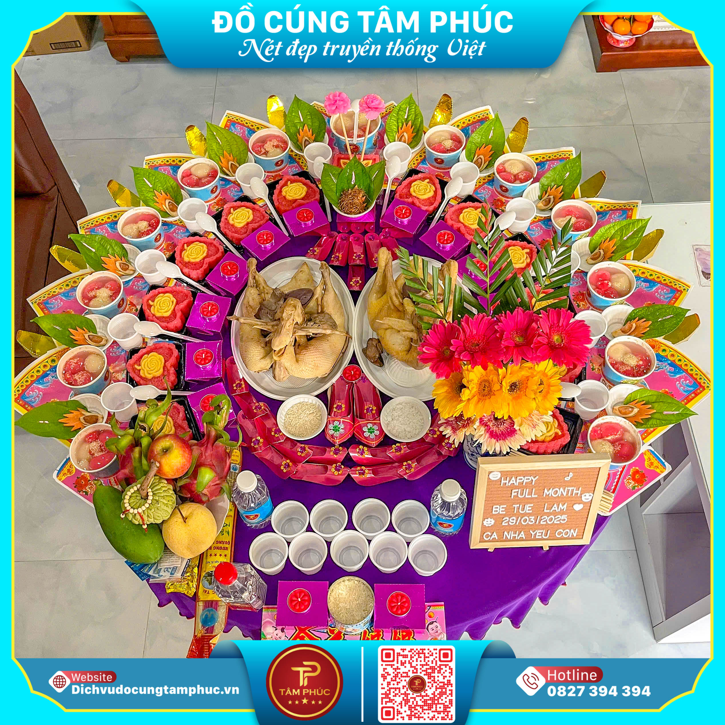 Mâm cúng đầy tháng trọn gói, đầy đủ cho bé yêu tại Cần Thơ.