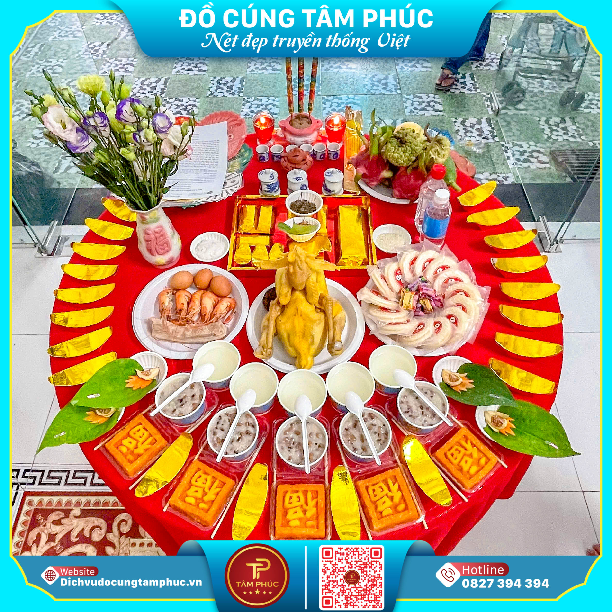 Mâm cúng nhập trạch đầy đủ lễ vật tại Cần Thơ.