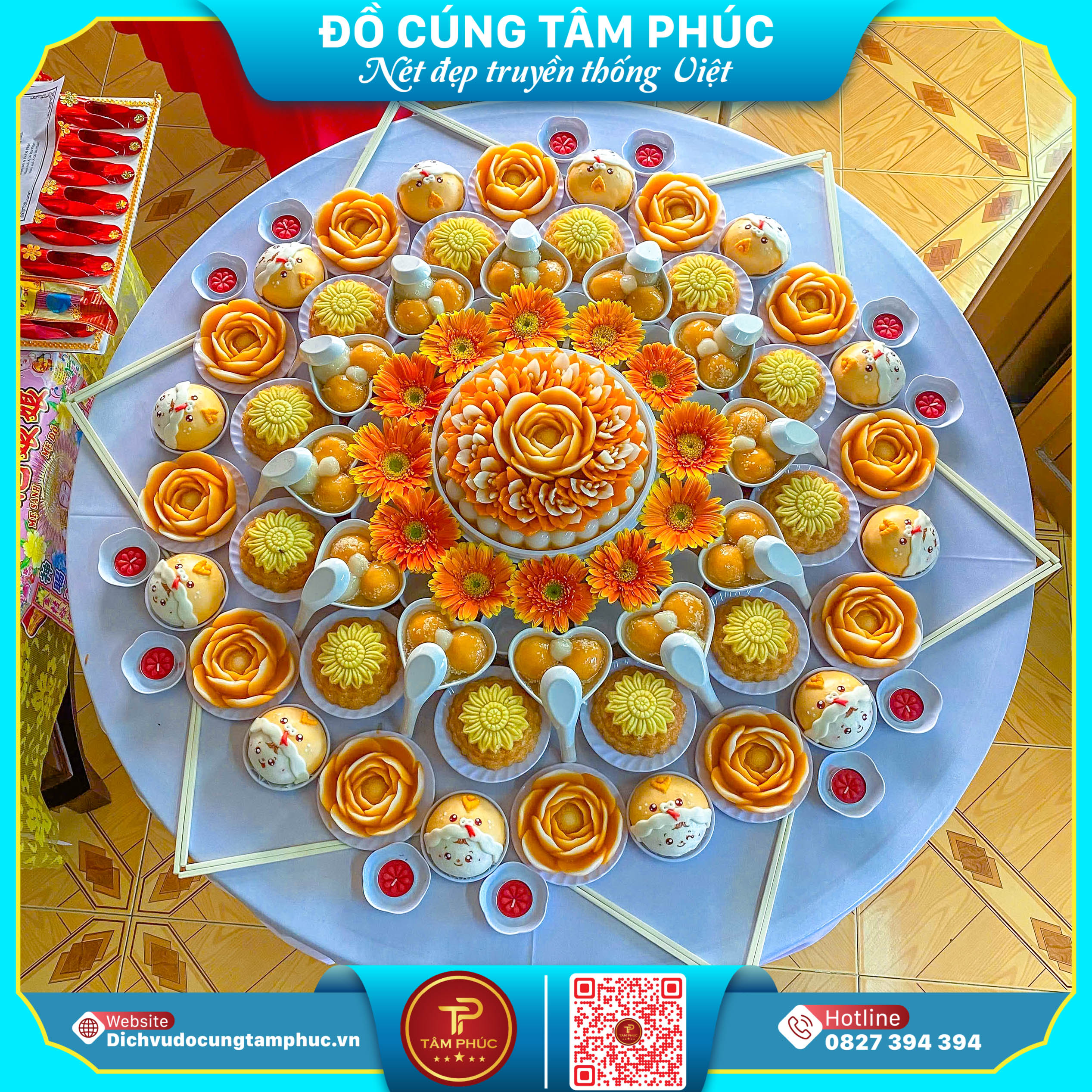 Bánh bao tủi tỵ trên mâm cúng mụ cho bé tại Cần Thơ.