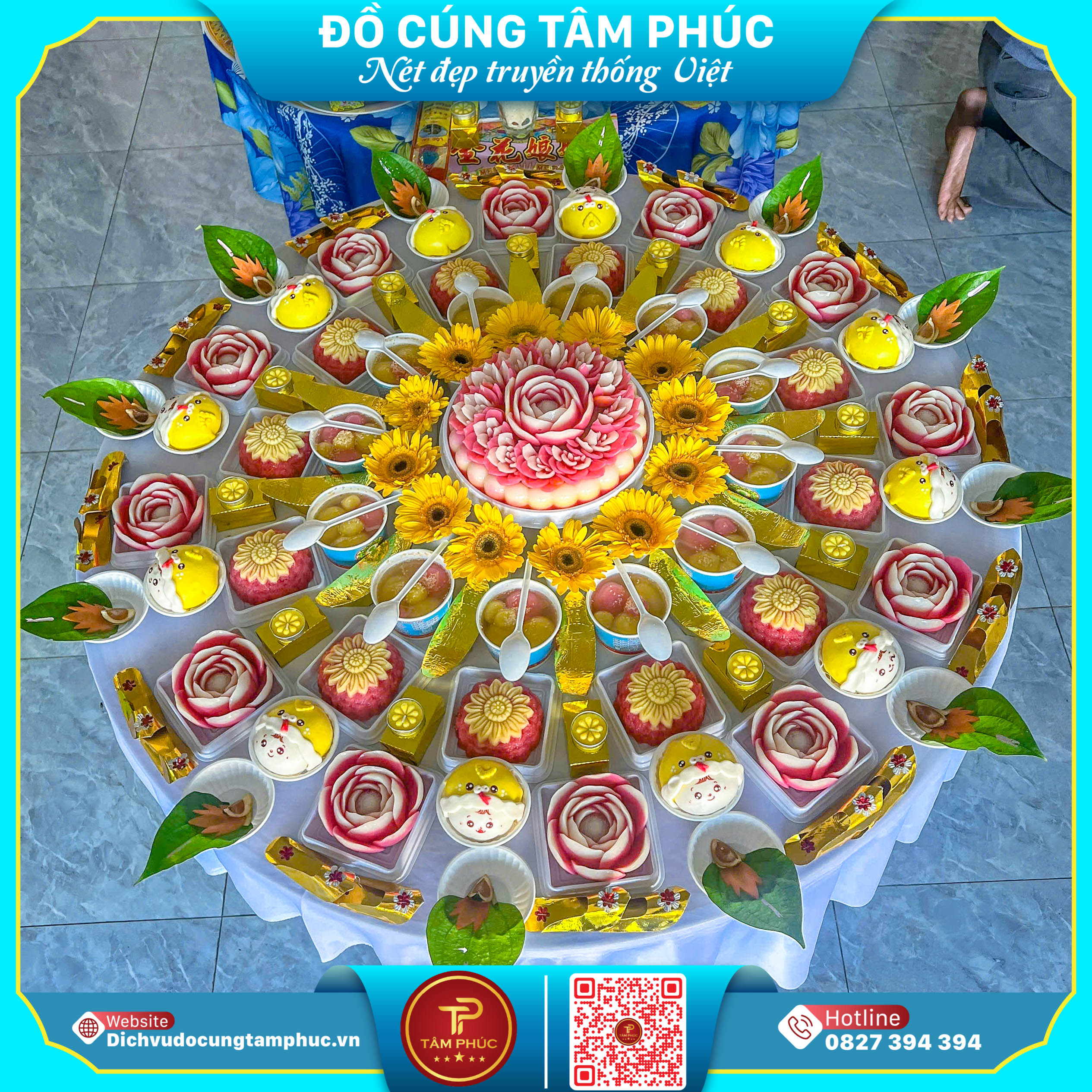 Bánh bao tủi tỵ trên mâm cúng mụ cho bé tại Cần Thơ.