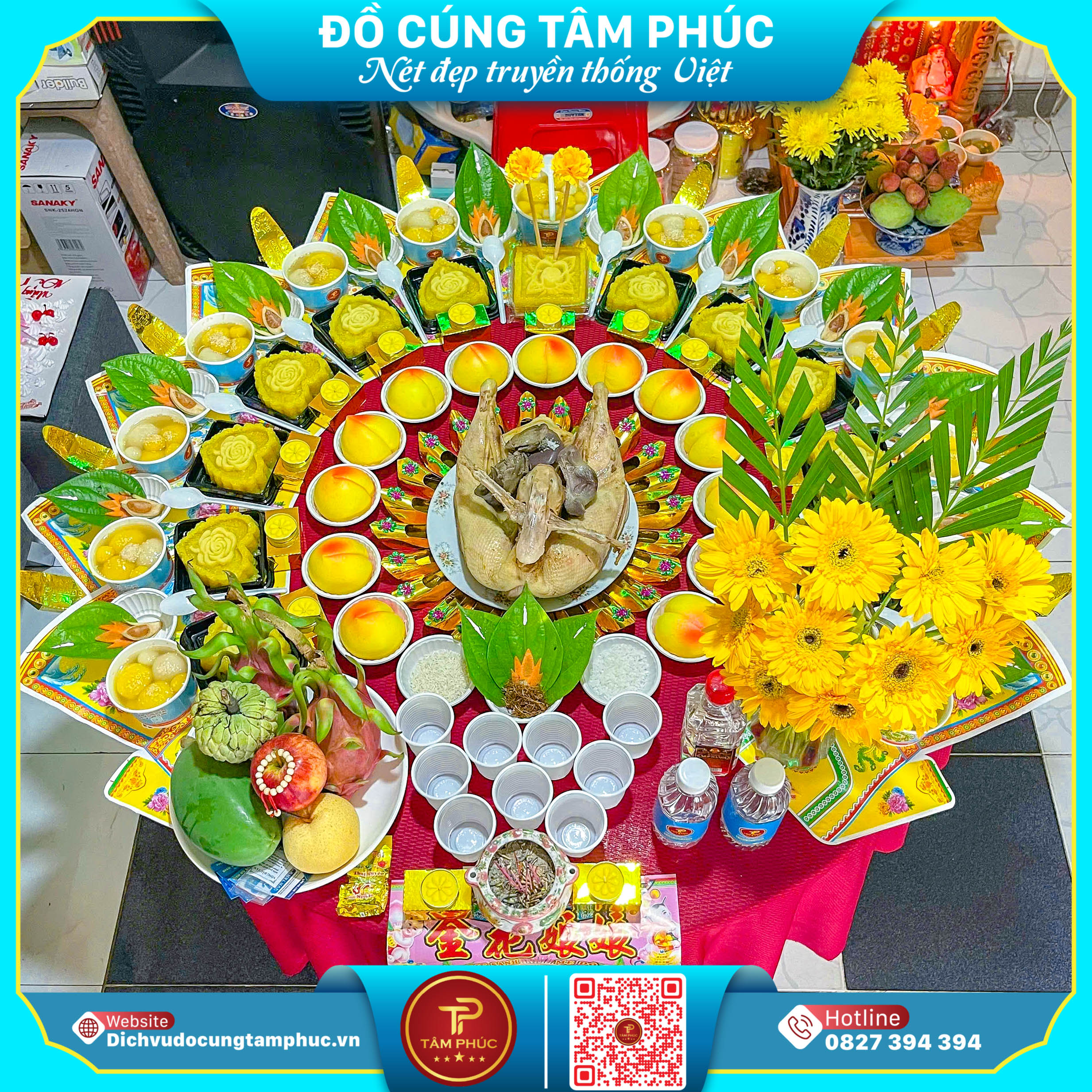 Xôi chè trong mâm cúng mụ cho bé tại Cần Thơ.