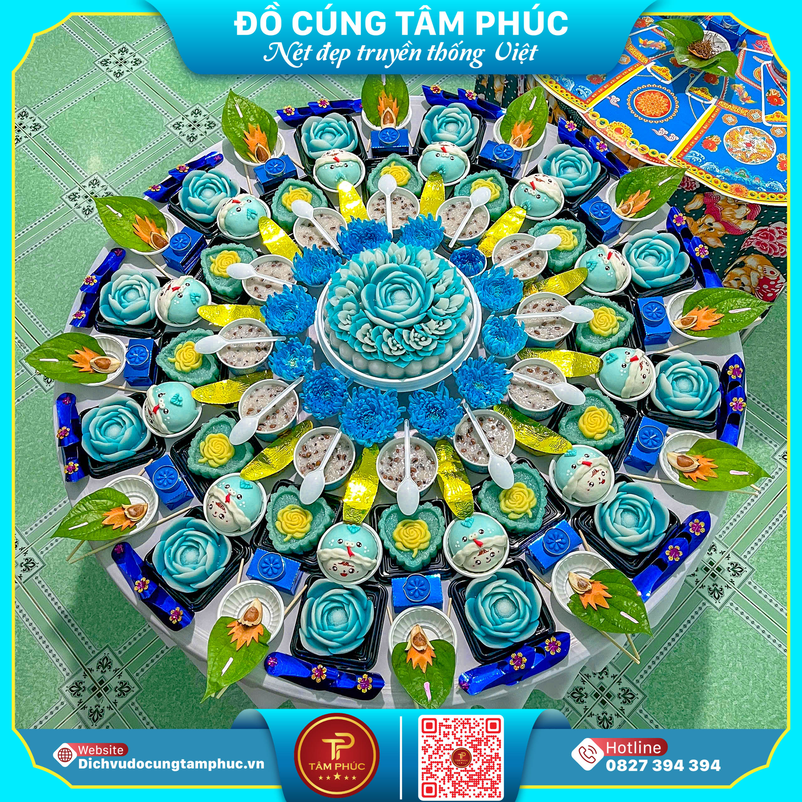 Xôi chè trong mâm cúng mụ cho bé tại Cần Thơ.