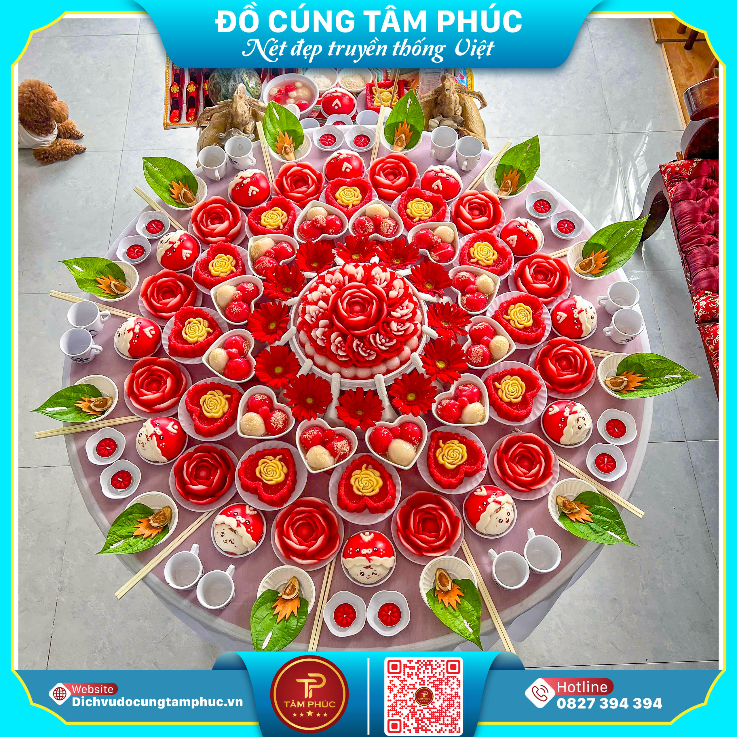 Xôi chè trong mâm cúng mụ cho bé tại Cần Thơ.