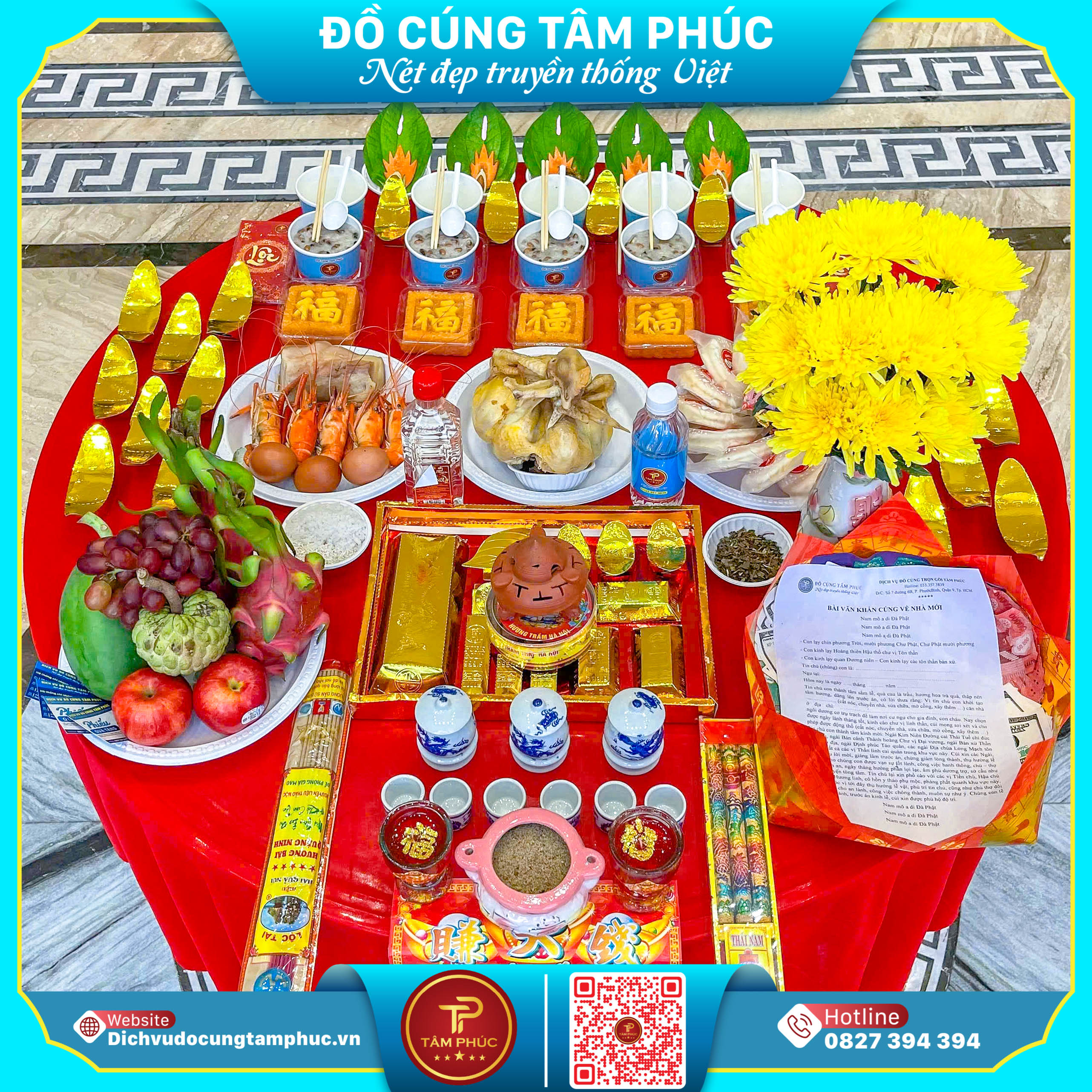 Mâm cúng vào nhà mới trọn gói Tại Cần Thơ.