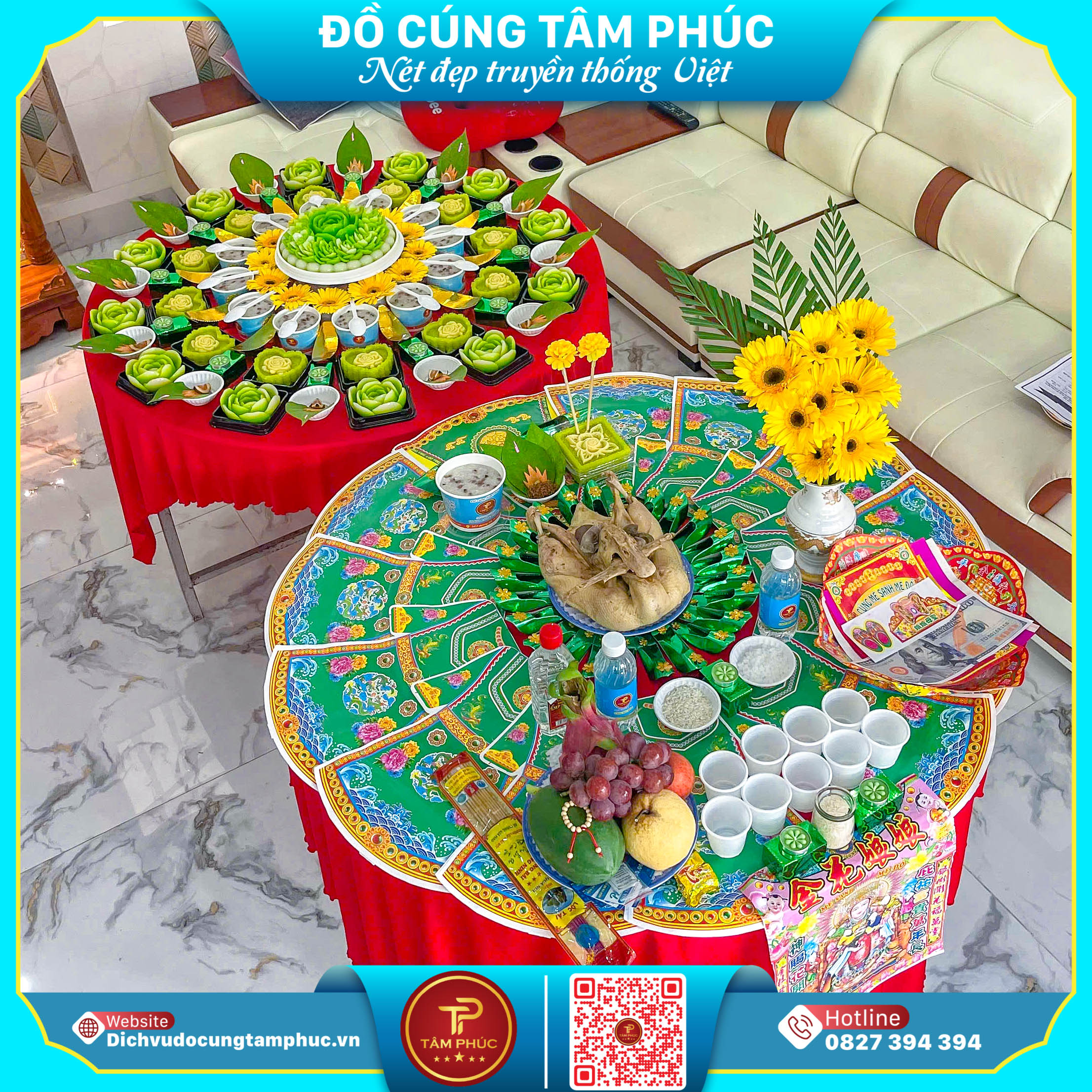 Vòng dâu tằm tặng bé yêu trên mâm cúng mụ.