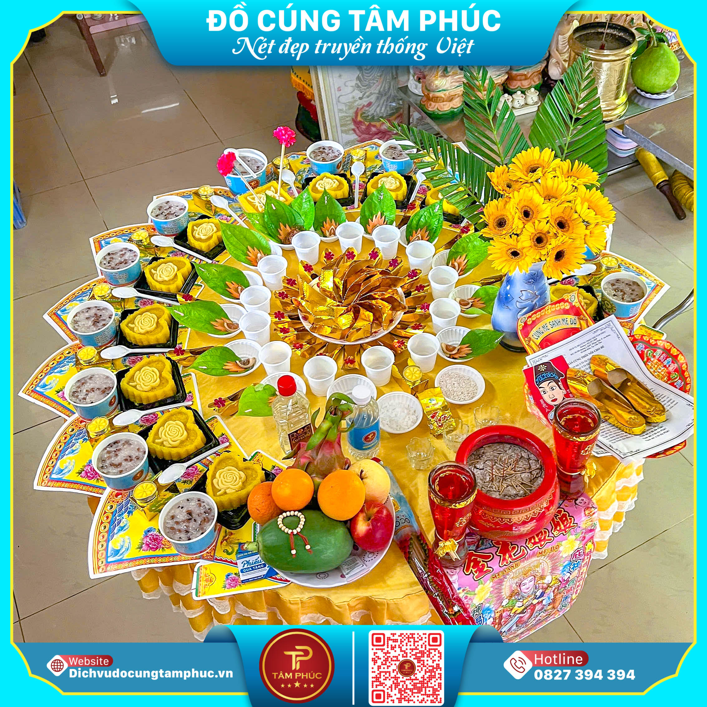 Vòng dâu tằm tặng bé yêu trên mâm cúng mụ.