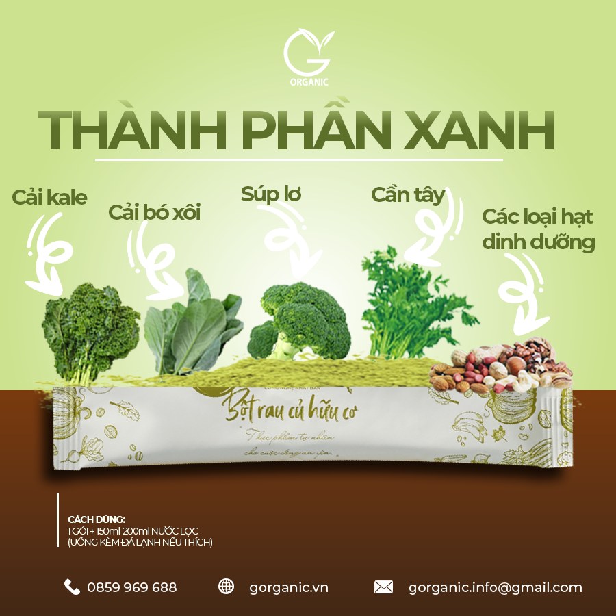 Bột rau củ G.Organic hỗ trợ cung cấp chất xơ