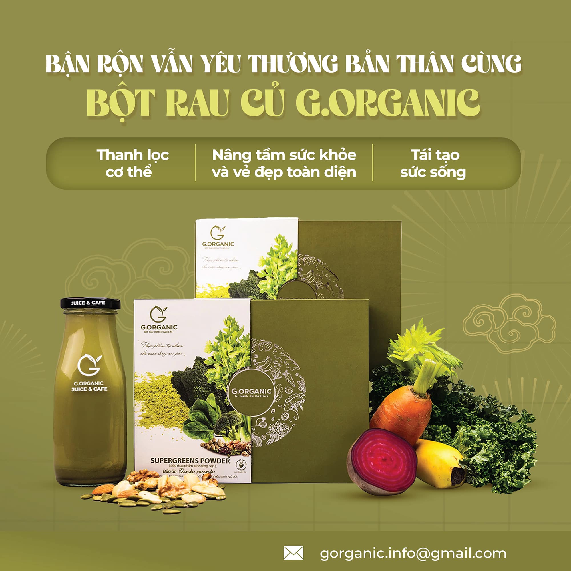 Bột rau củ G.Organic hỗ trợ cung cấp chất xơ