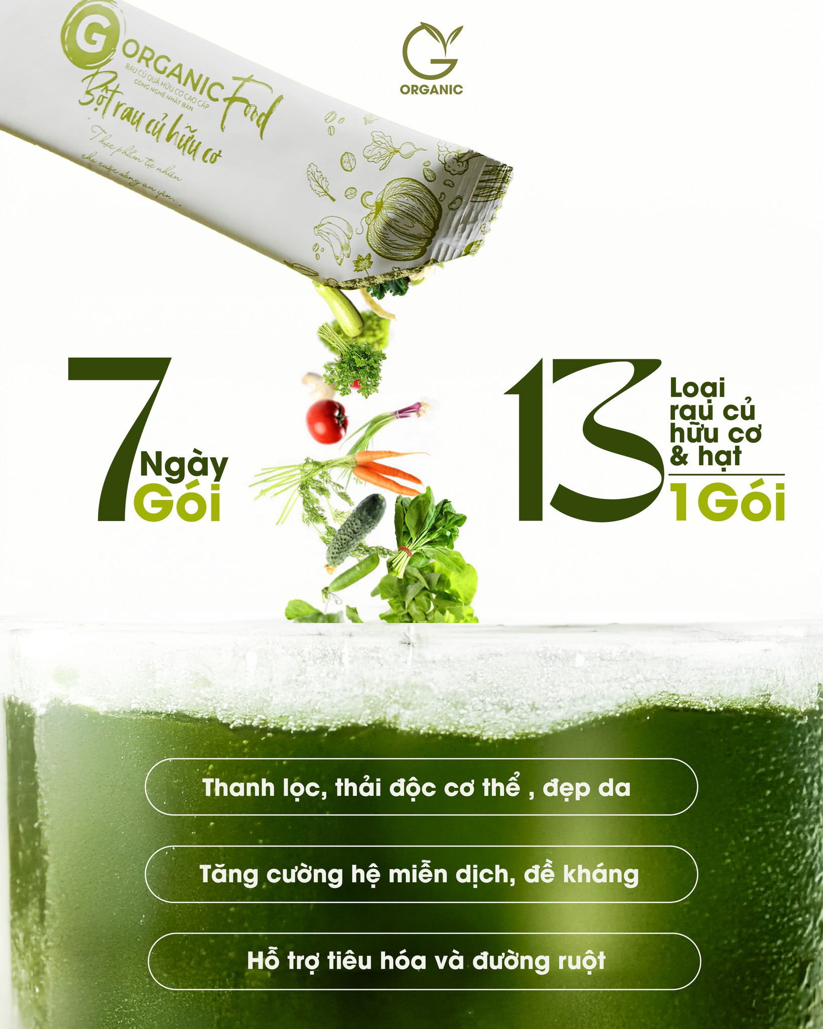 Bột rau củ G.Organic hỗ trợ cung cấp chất xơ