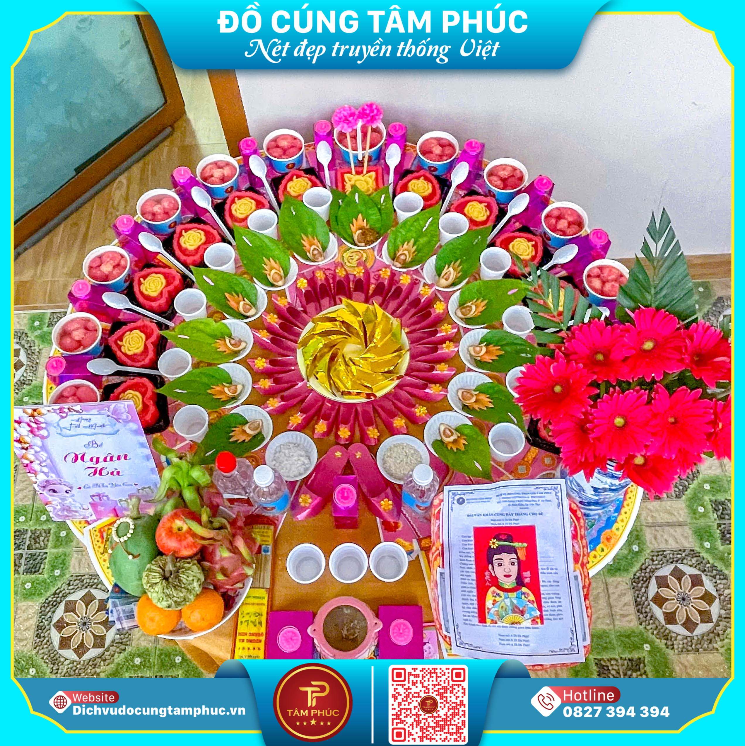 Chuẩn lễ truyền thống mâm cúng căn cho bé tại Cần Thơ.