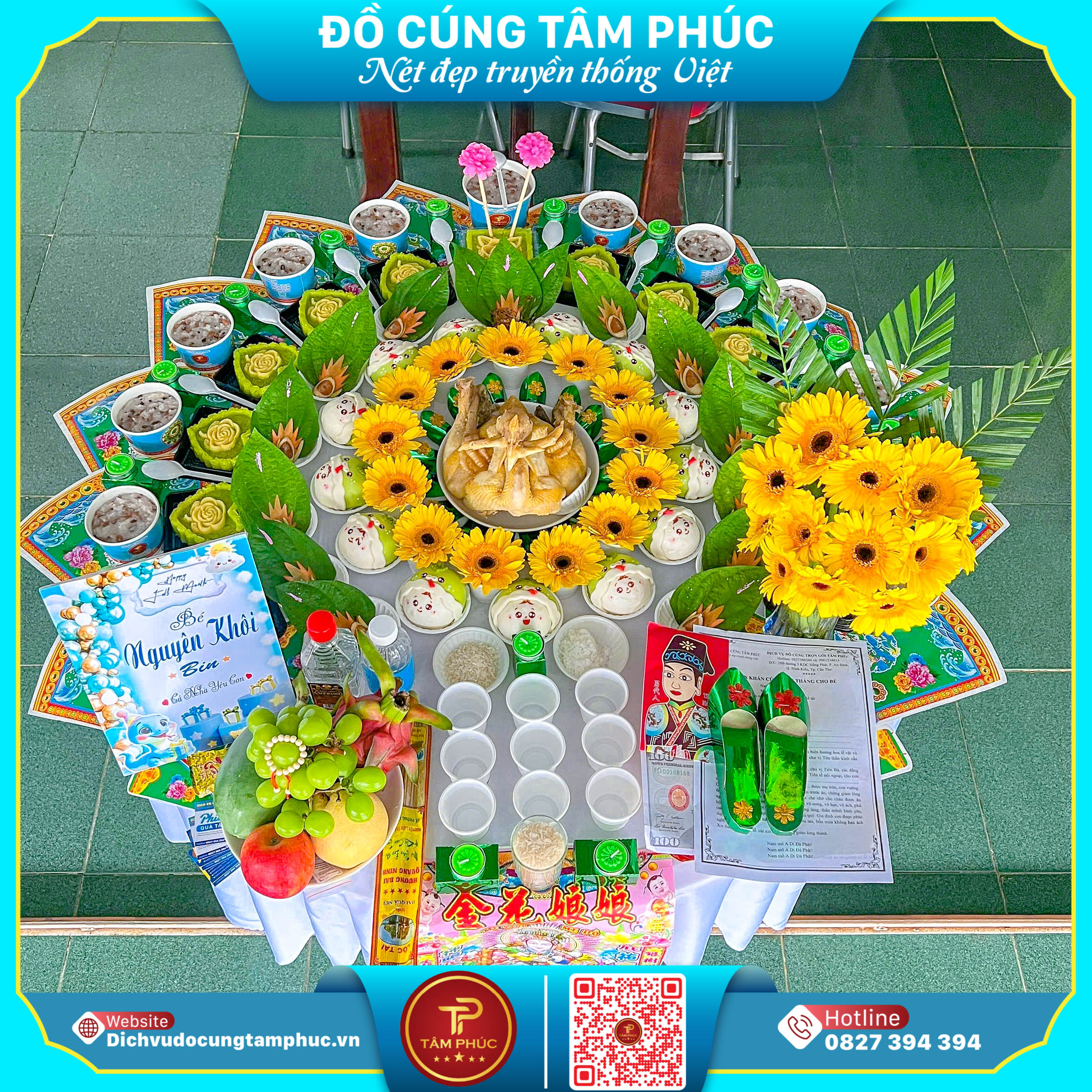 Chuẩn lễ truyền thống mâm cúng căn cho bé tại Cần Thơ.