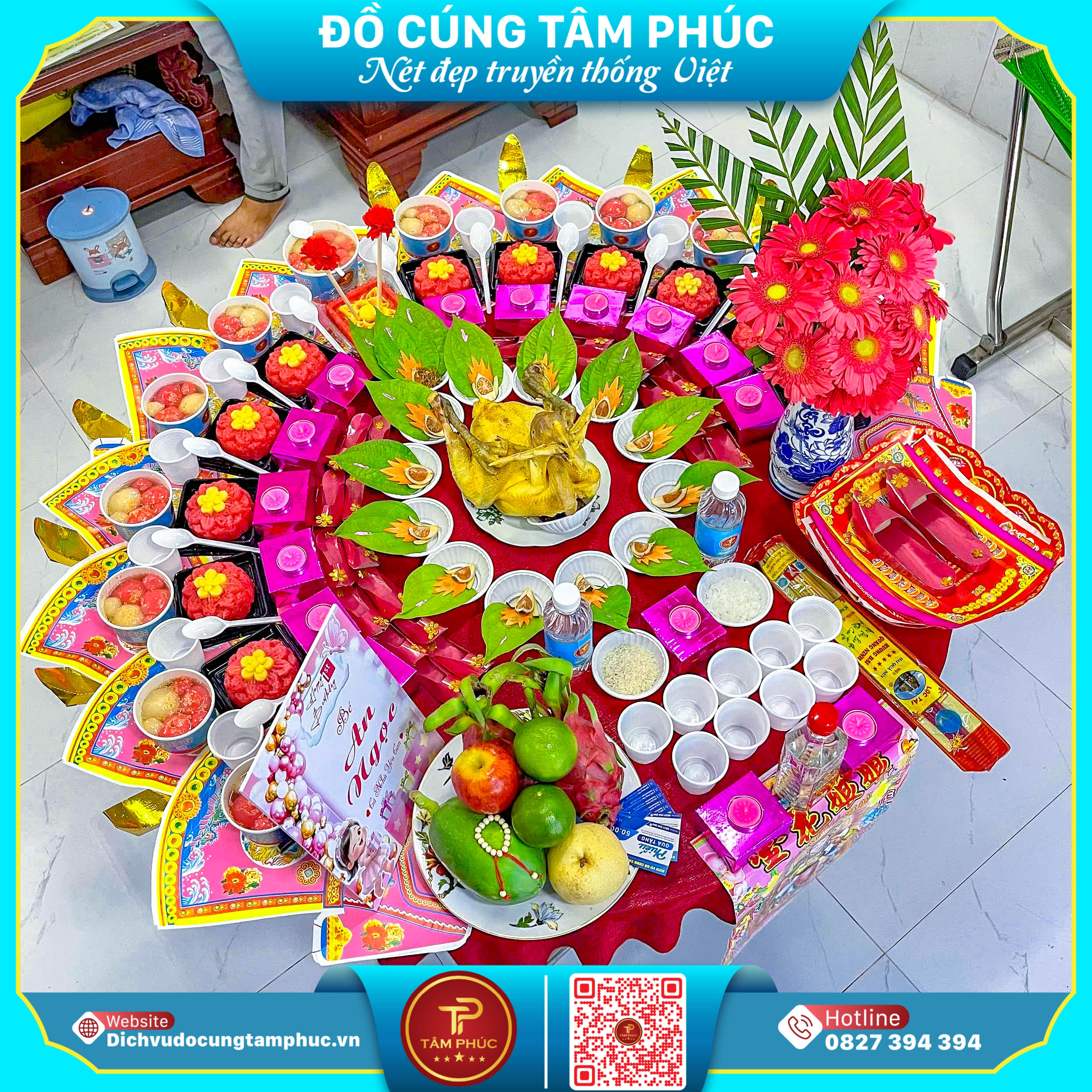 Mâm cúng thôi nôi, trọn gói tặng kèm đồ bóc cho bé