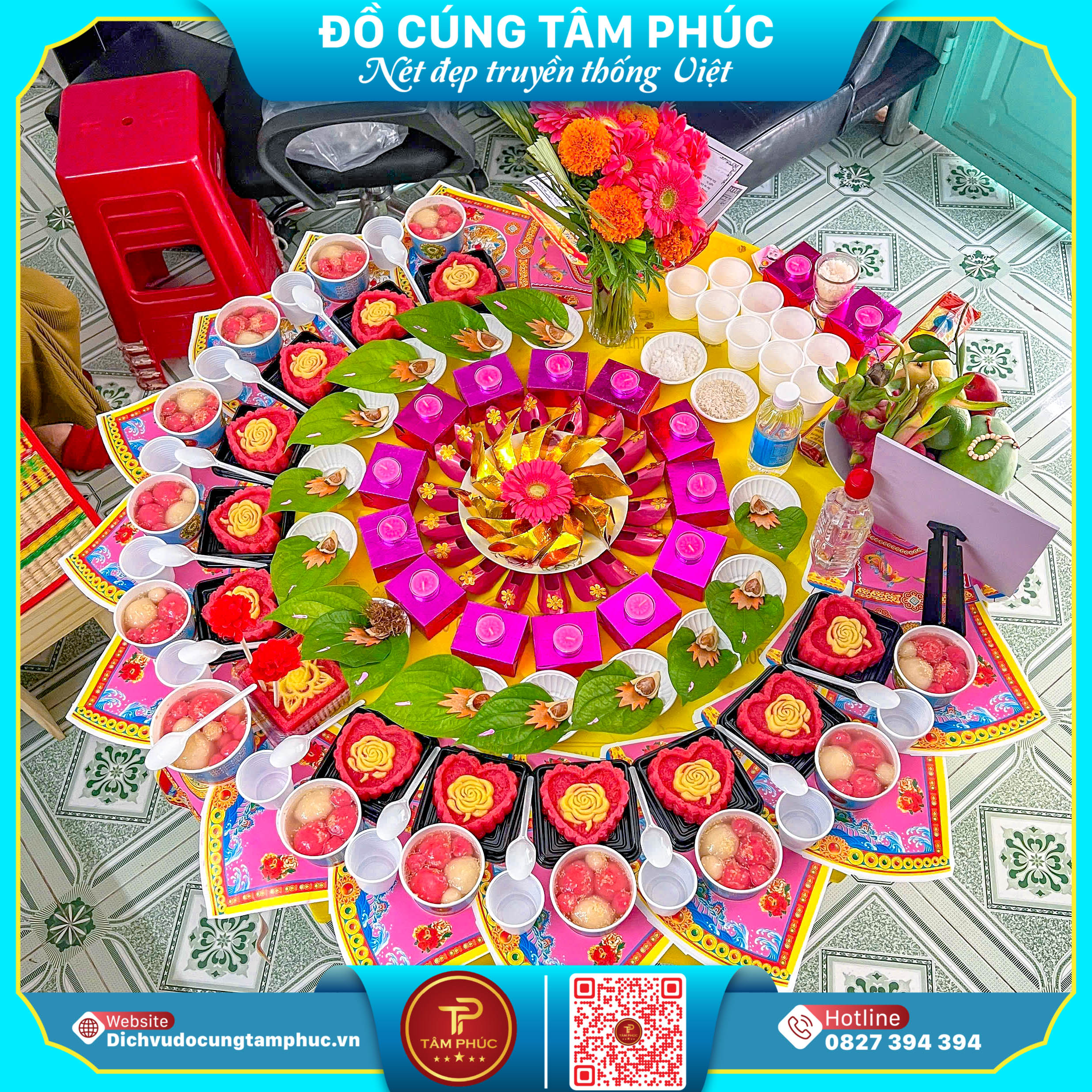 Mâm cúng mụ chay truyền thống cho bé tại Cần Thơ.