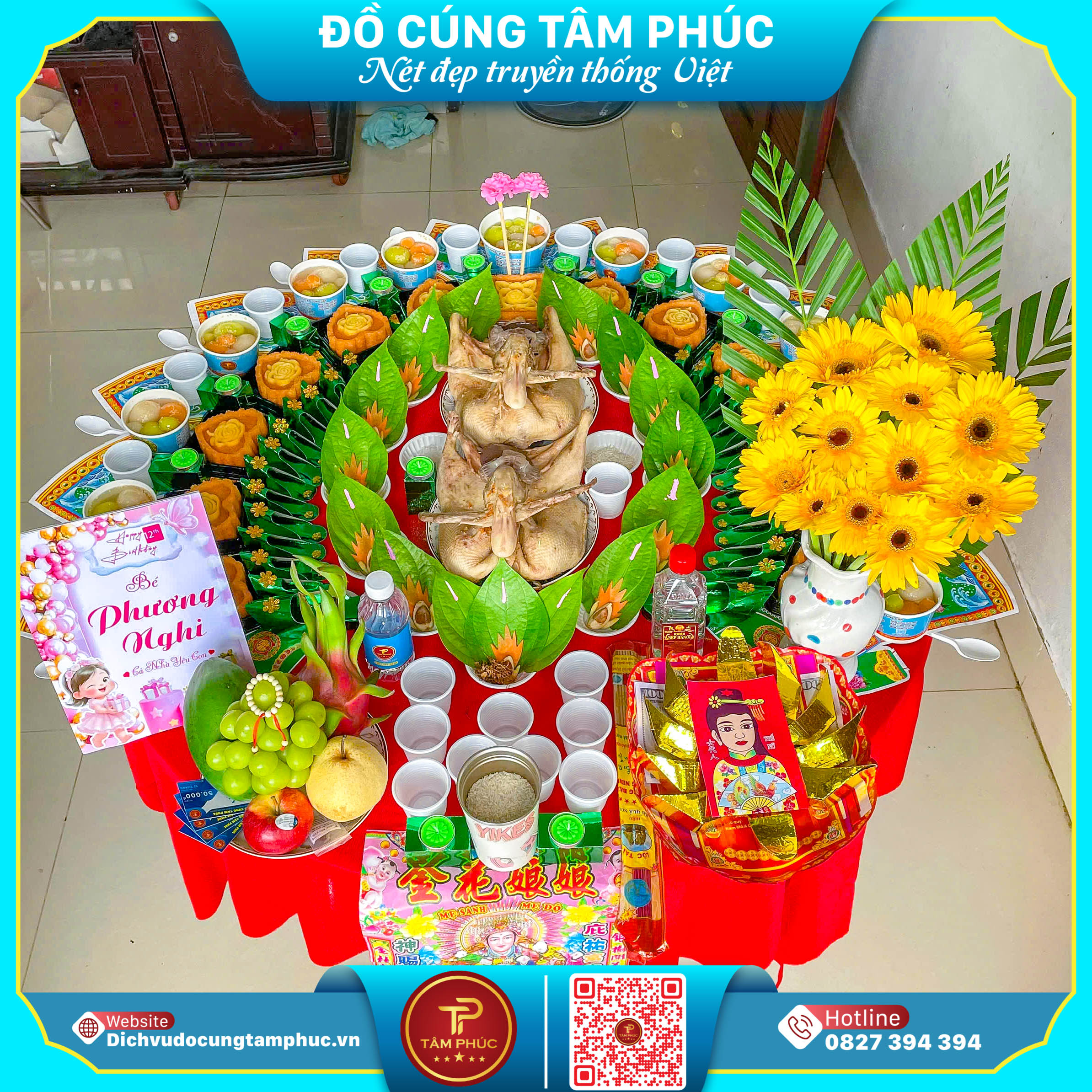 Mâm cúng thôi nôi trọn gói tại Cần Thơ, đủ lễ vật, đúng phong tục.