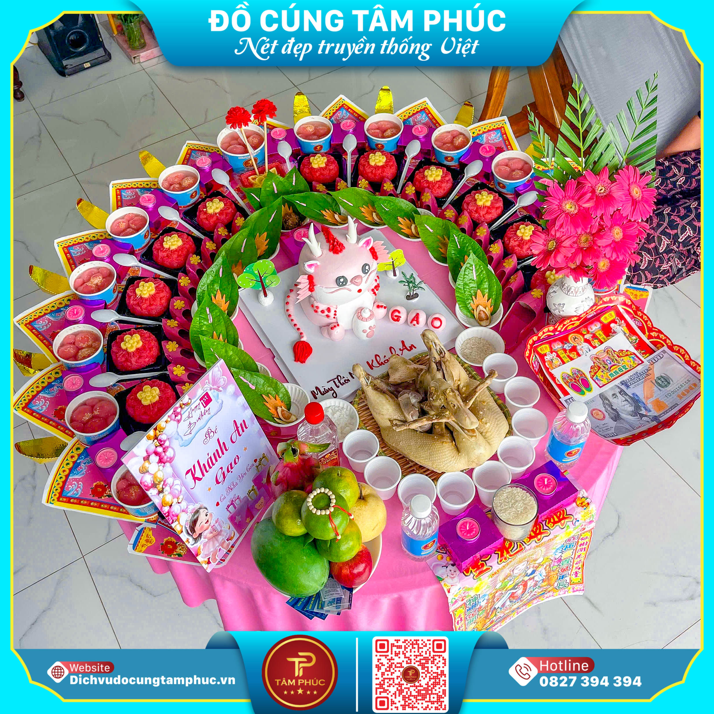 Mâm cúng thôi nôi trọn gói tại Cần Thơ, đủ lễ vật, đúng phong tục.