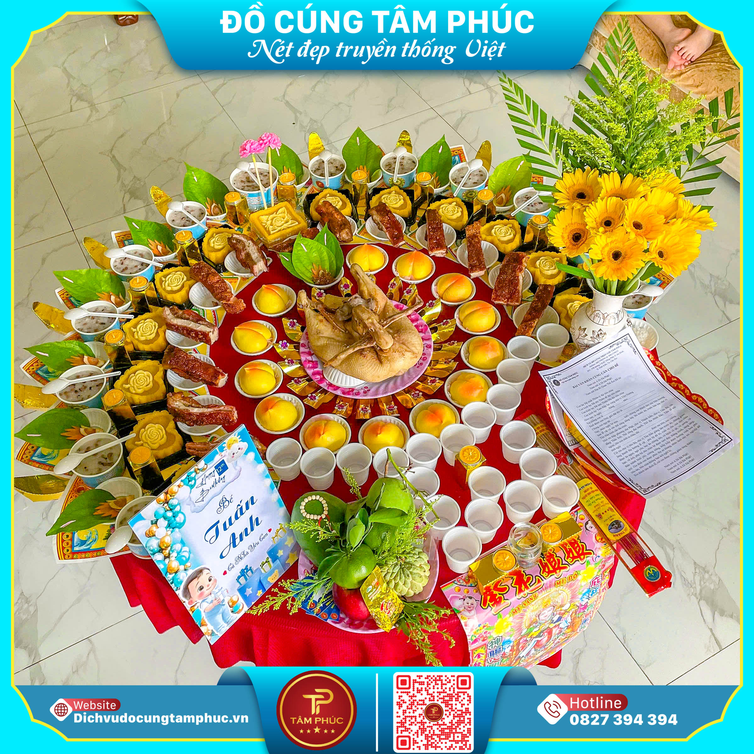Mâm cúng thôi nôi trọn gói tại Cần Thơ, đủ lễ vật, đúng phong tục.