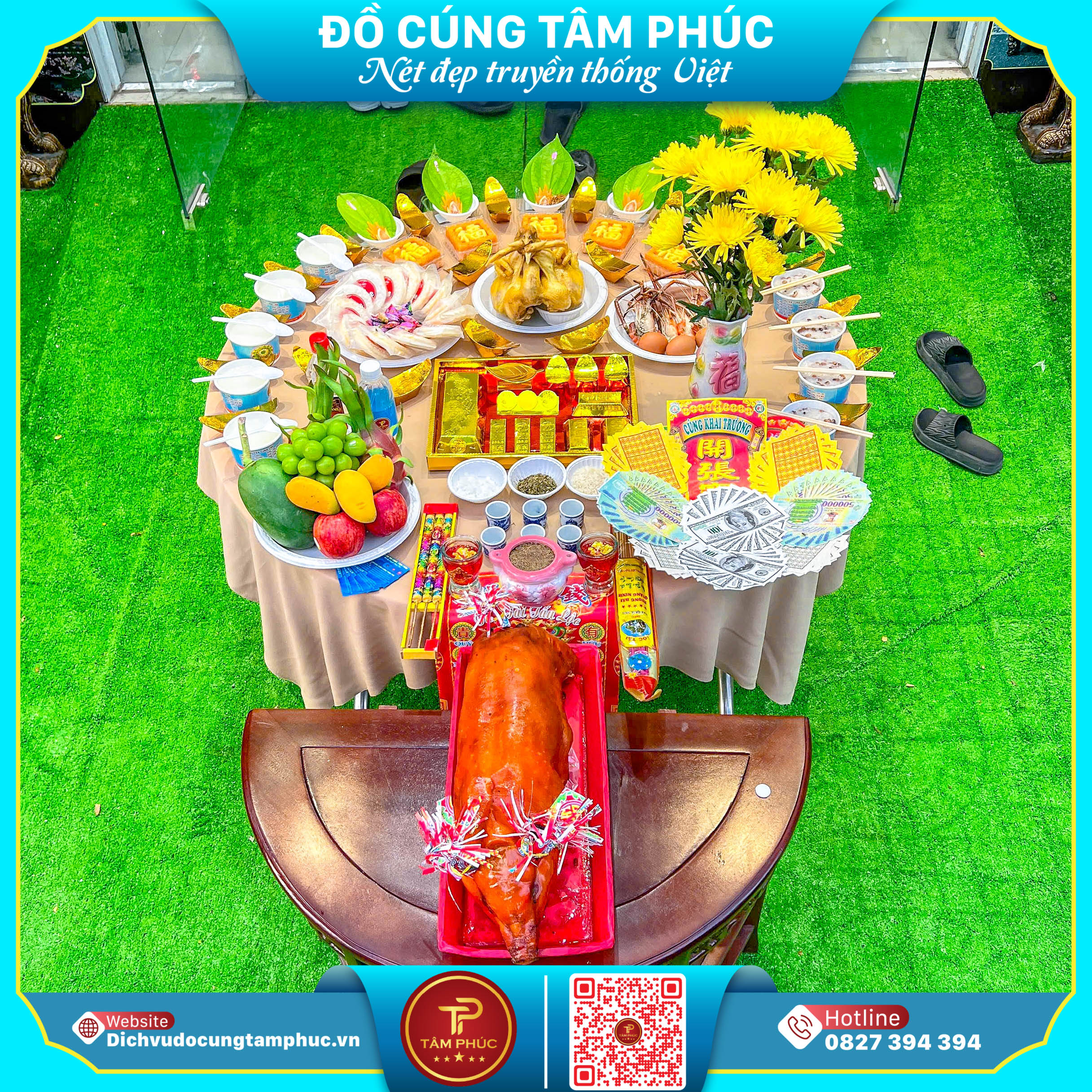 Mâm cúng trọn gói Tâm Phúc Cần Thơ, đầy đủ mọi mâm cúng.