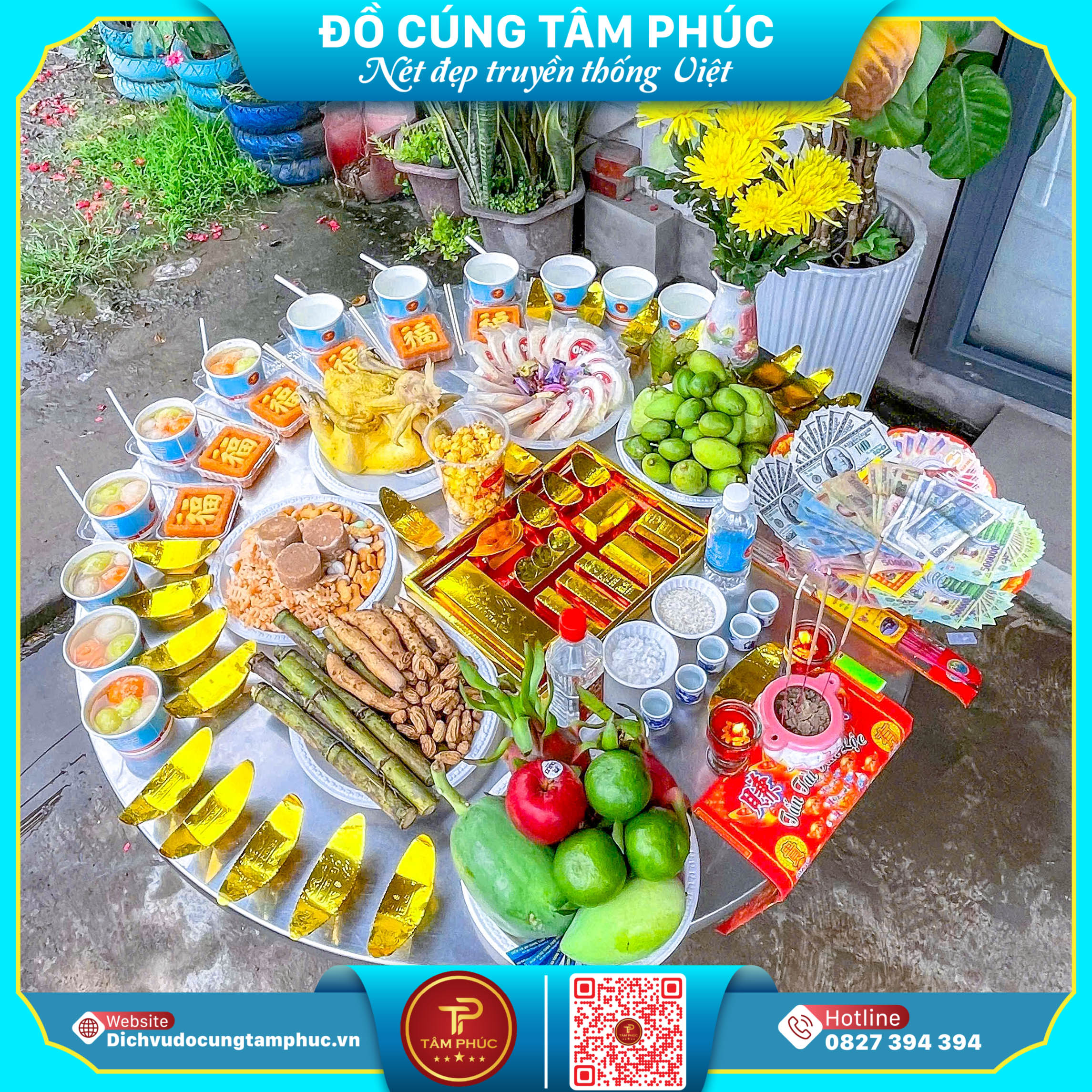 Mâm cúng trọn gói Tâm Phúc Cần Thơ, đầy đủ mọi mâm cúng.