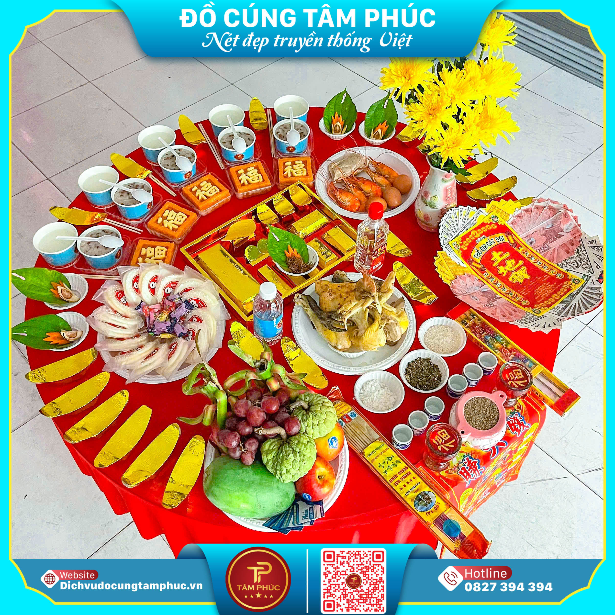 Mâm cúng trọn gói Tâm Phúc Cần Thơ, đầy đủ mọi mâm cúng.