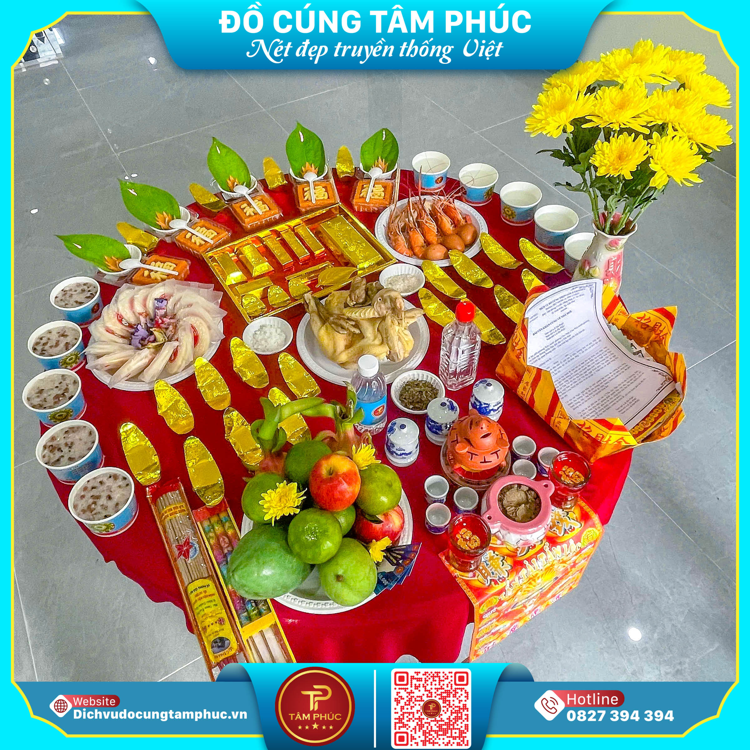 Mâm cúng trọn gói Tâm Phúc Cần Thơ, đầy đủ mọi mâm cúng.