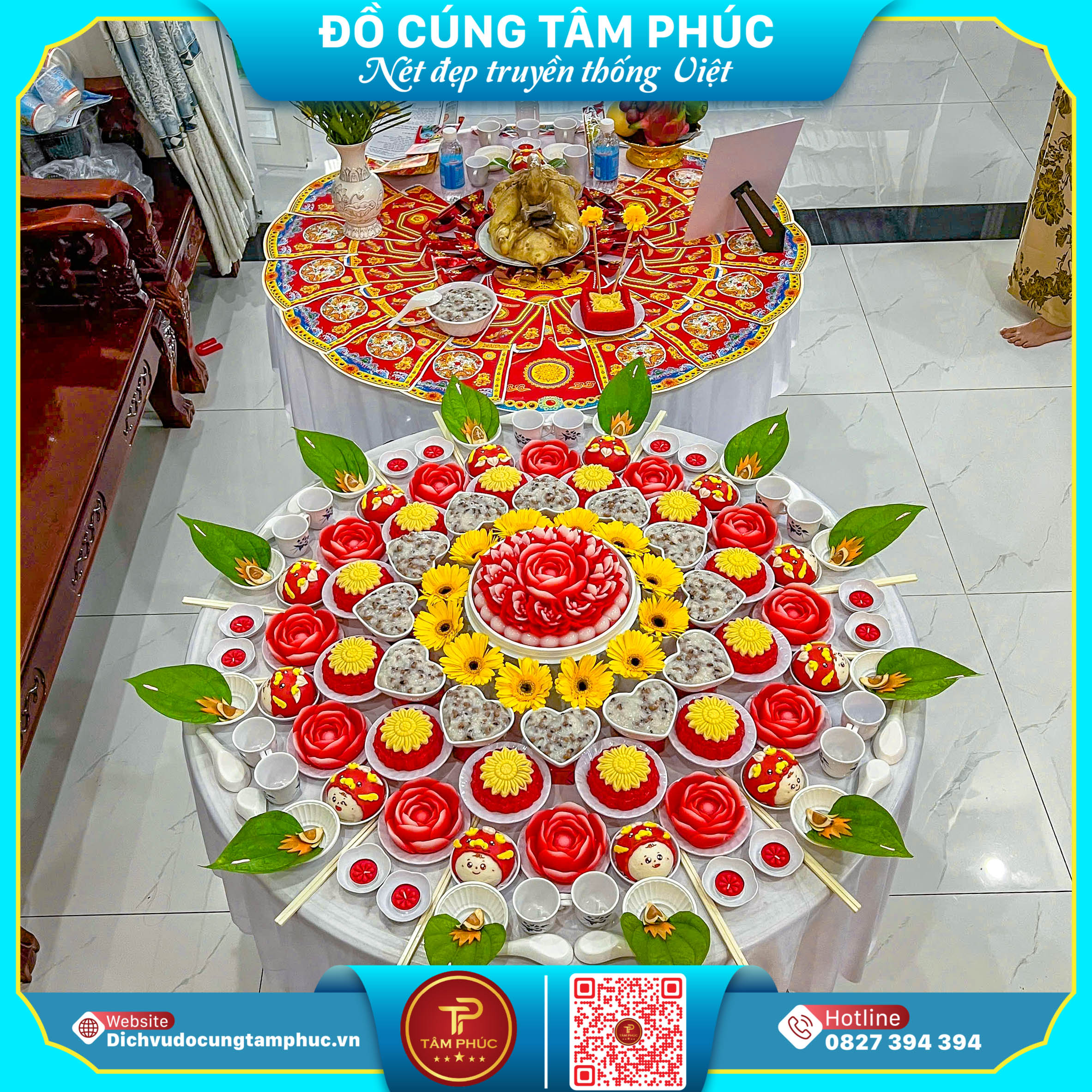 Đôi đũa hoa thiêng liêng biểu tượng cầu bình an và mai mắn cho bé.