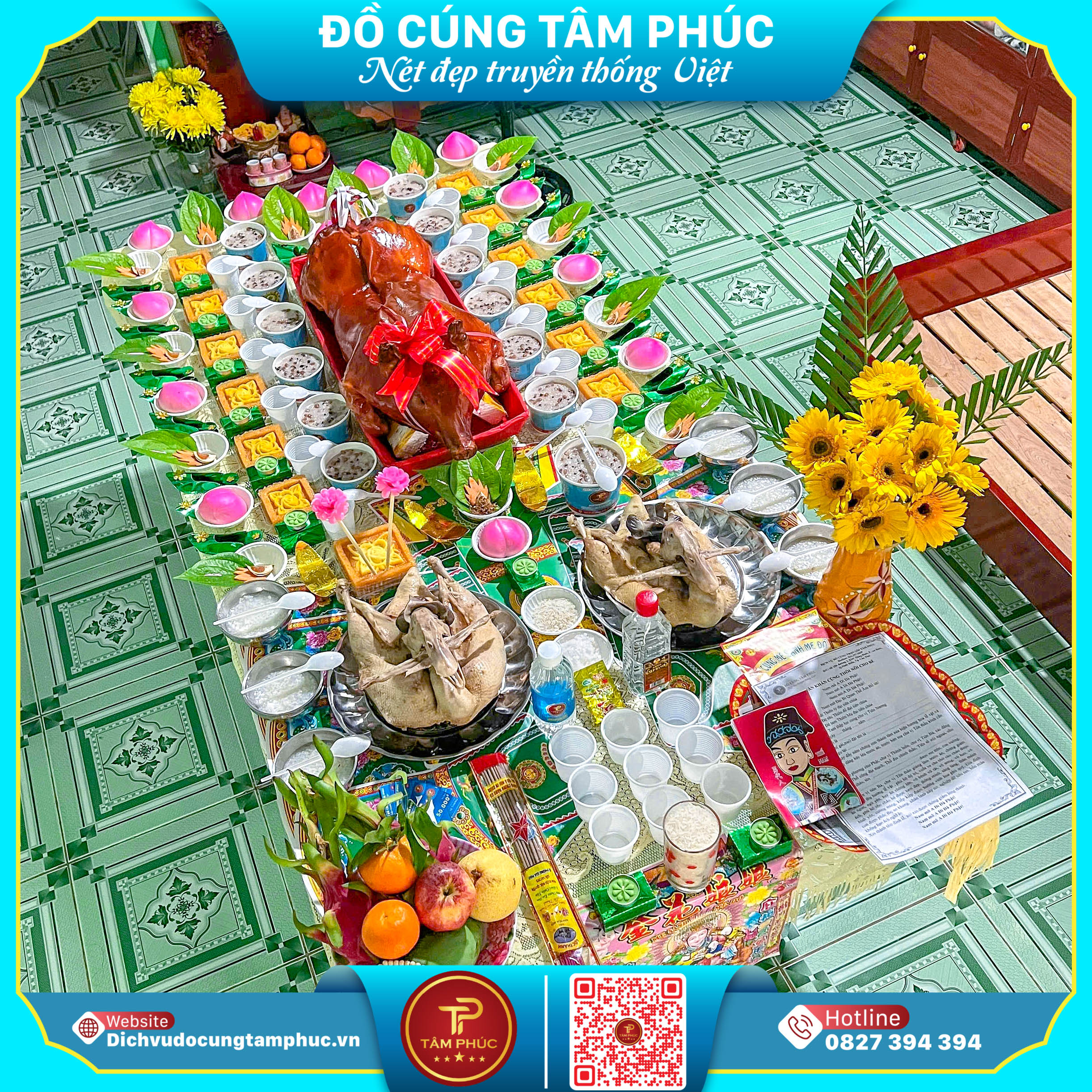 Heo quay cúng tại Cần Thơ, điểm nhấn trên mâm cúng mụ cho bé yêu.