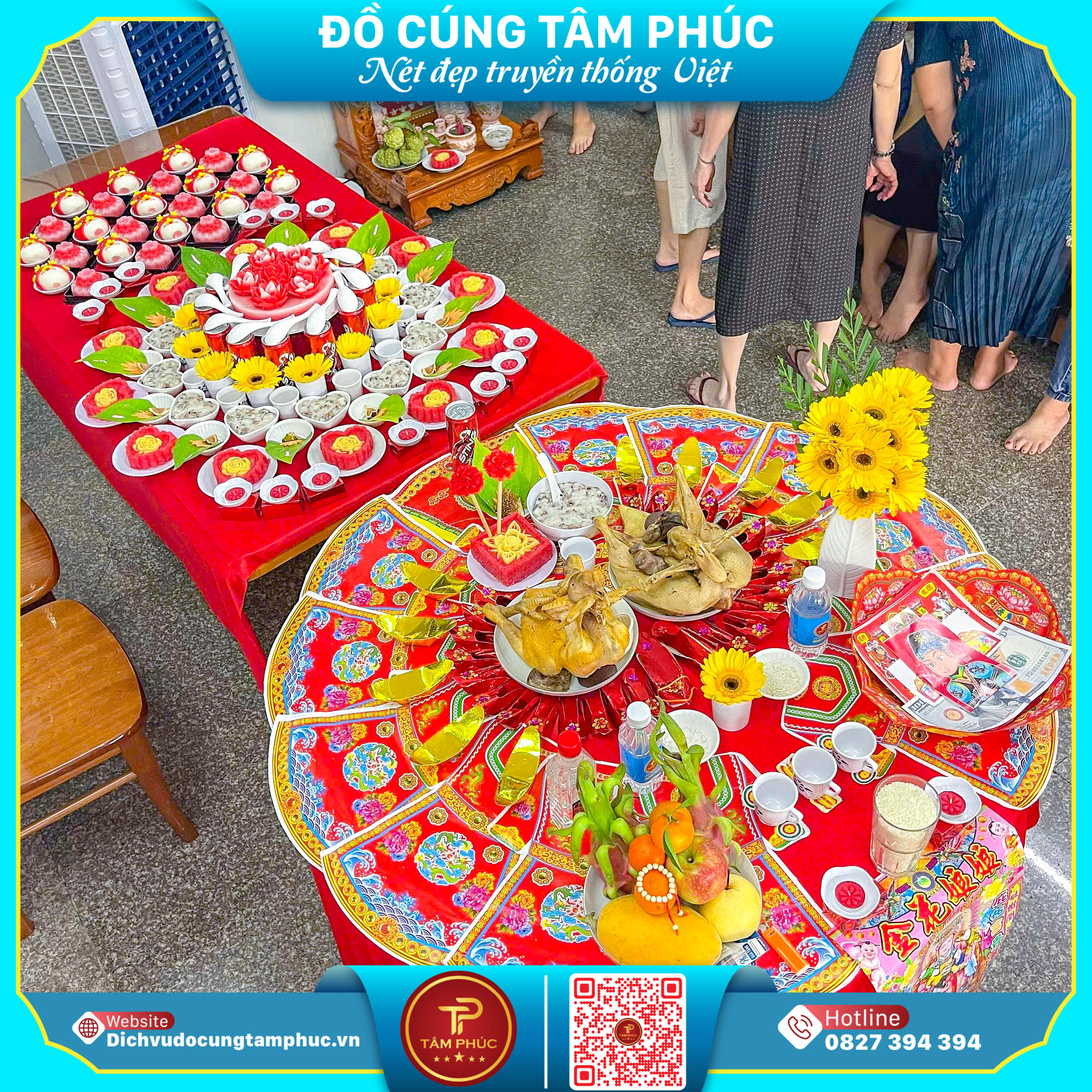 Trên mâm cúng mụ cho bé có cả gà và vịt được không ?