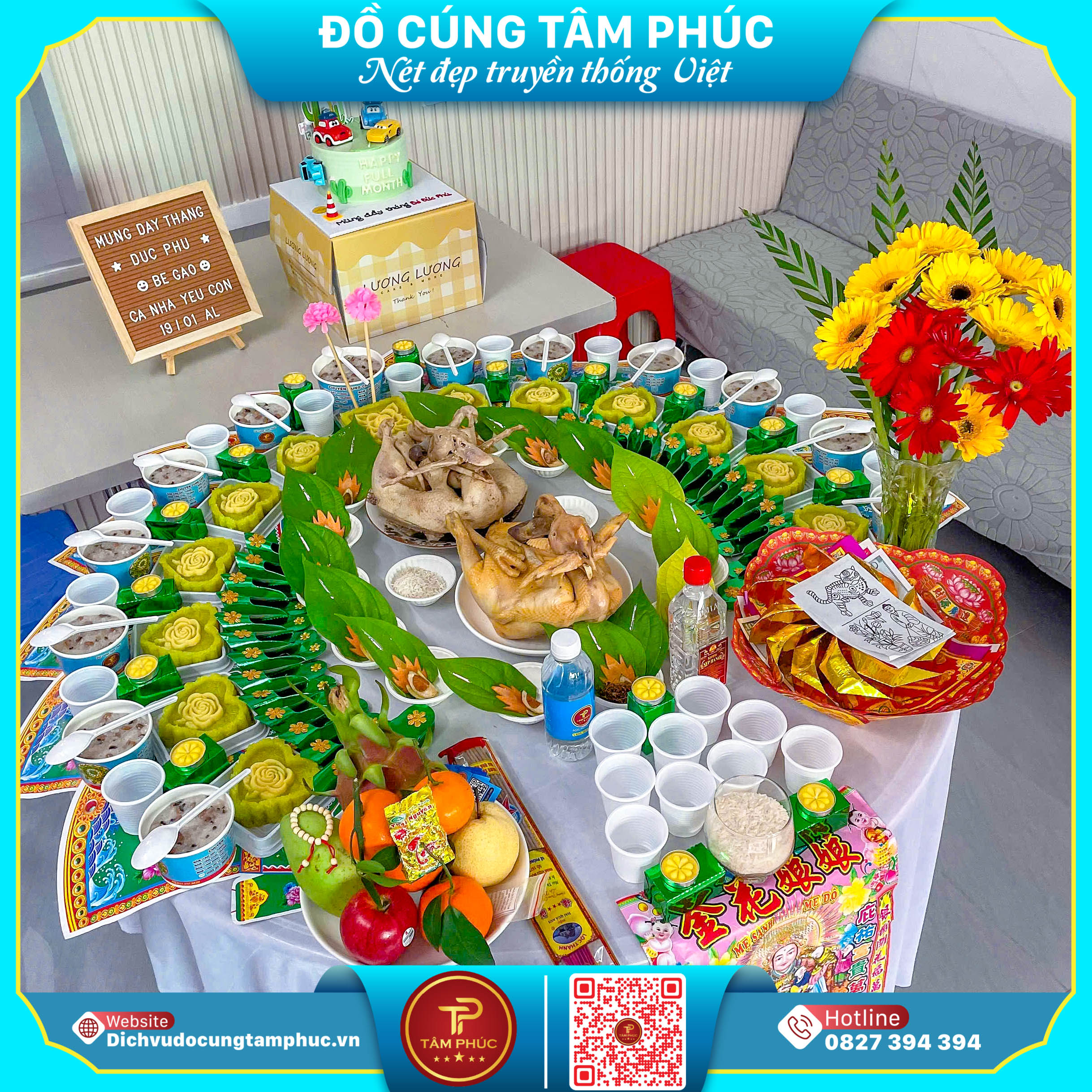 Trên mâm cúng mụ cho bé có cả gà và vịt được không ?