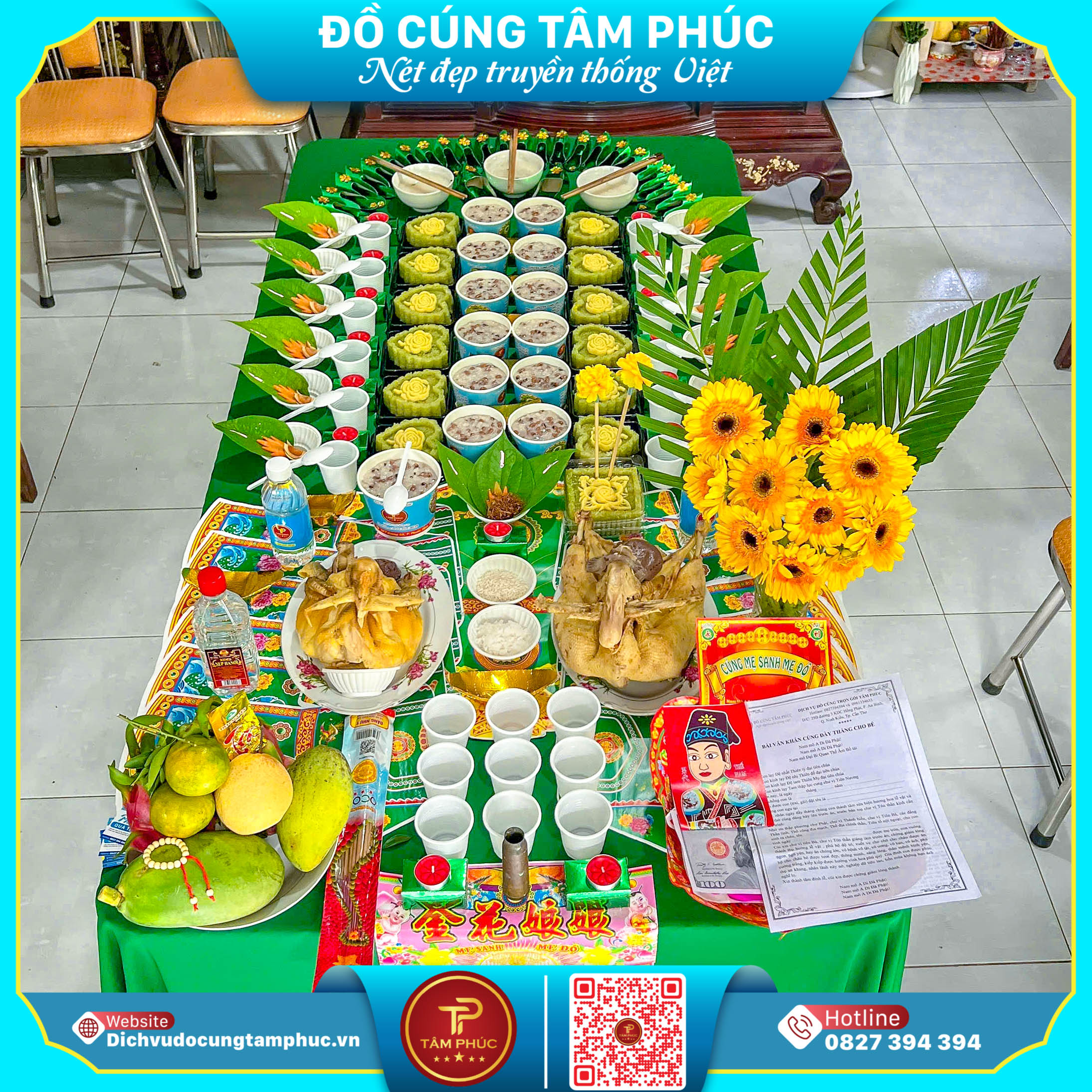 Trên mâm cúng mụ cho bé có cả gà và vịt được không ?