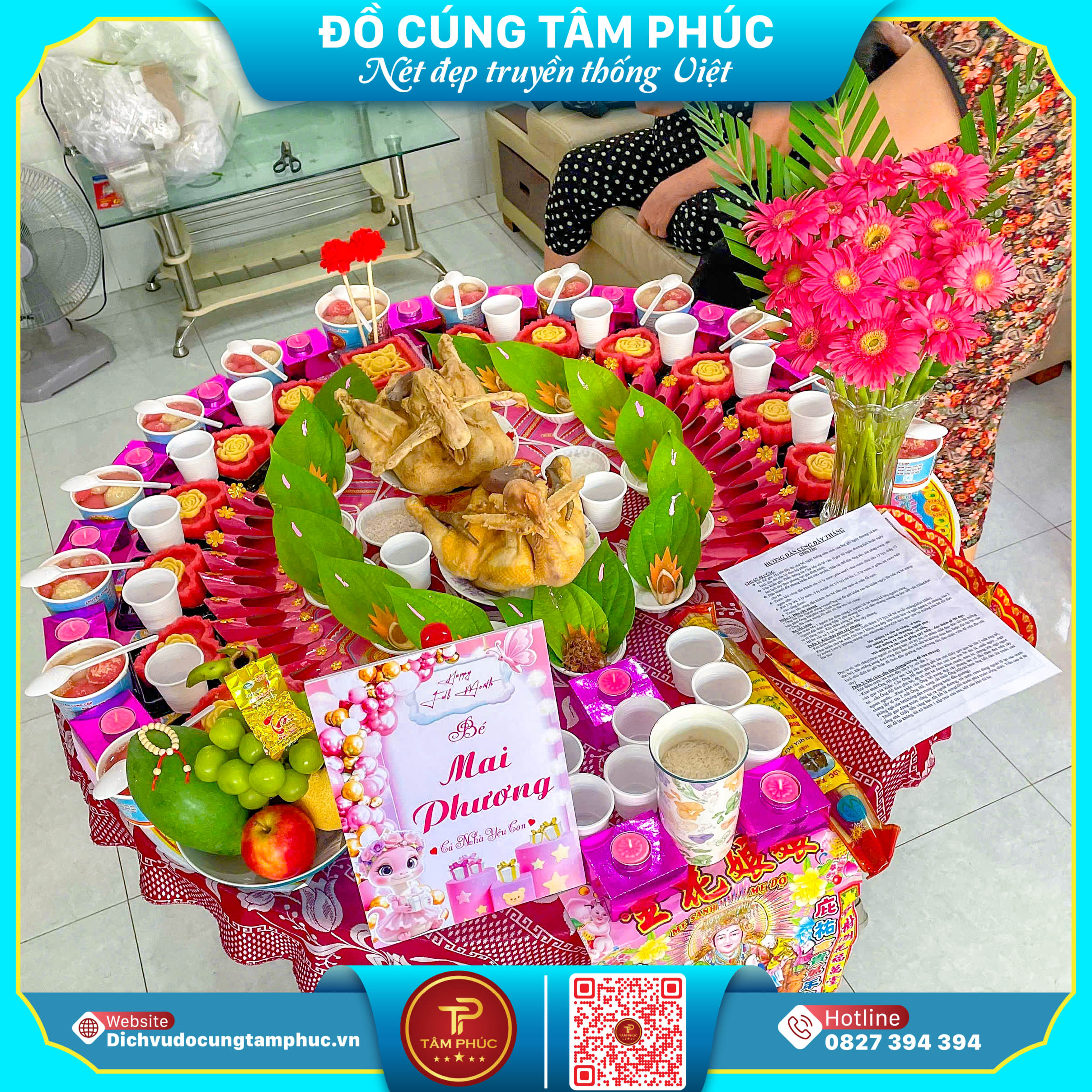 Trên mâm cúng mụ cho bé có cả gà và vịt được không ?