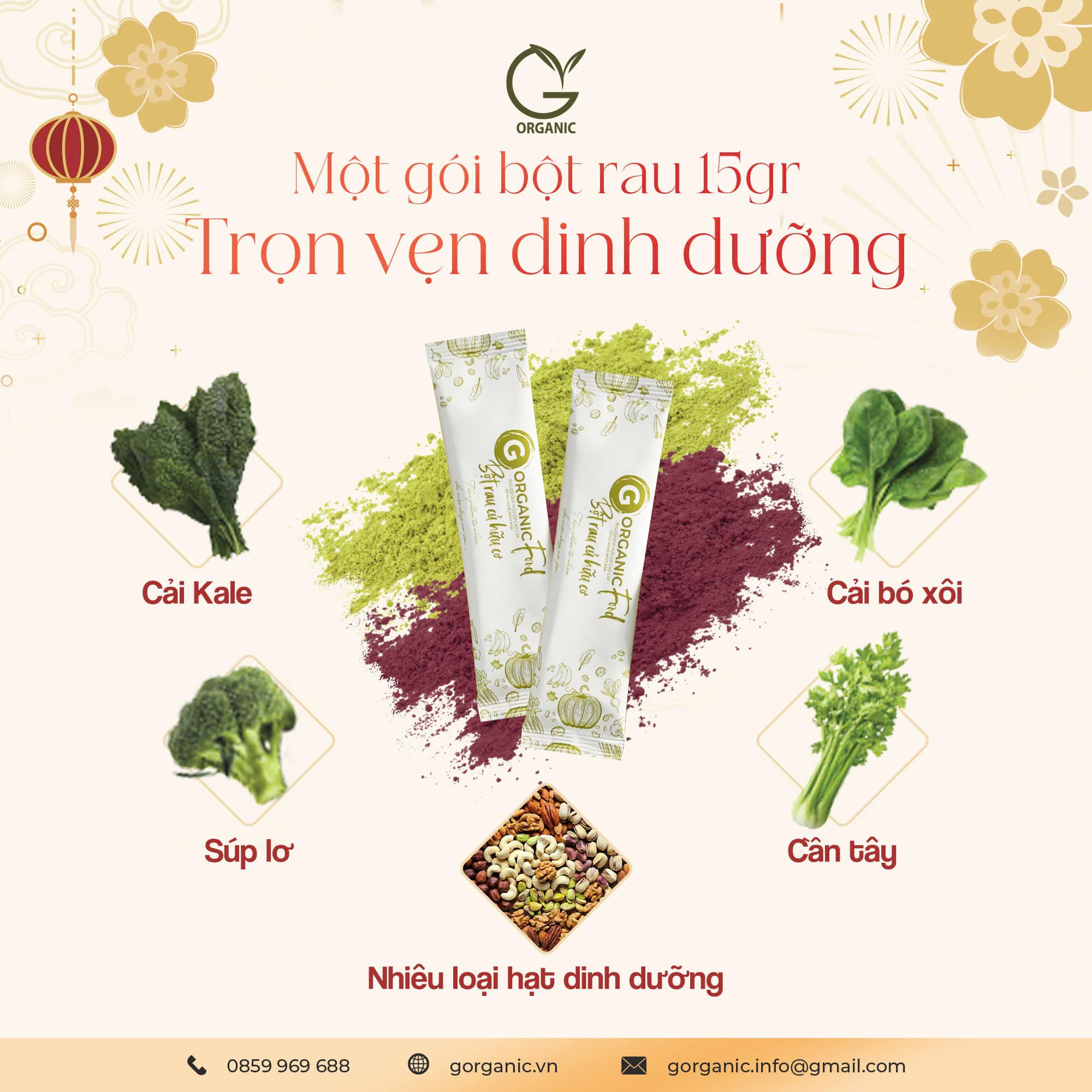 Giải nhiệt cơ thể cùng bột rau củ tổng hợp G.Organic