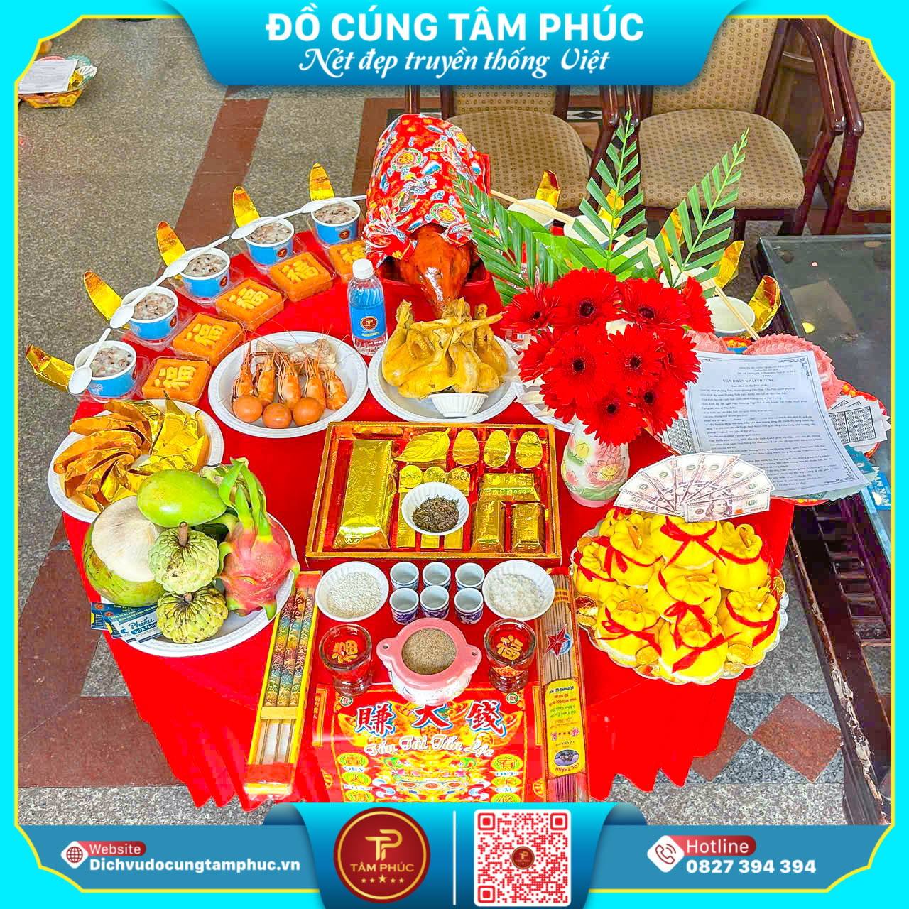 Chiêu Tài Hút Lộc Với Tháp Bánh Bao Túi Tiền Trên Mâm Cúng