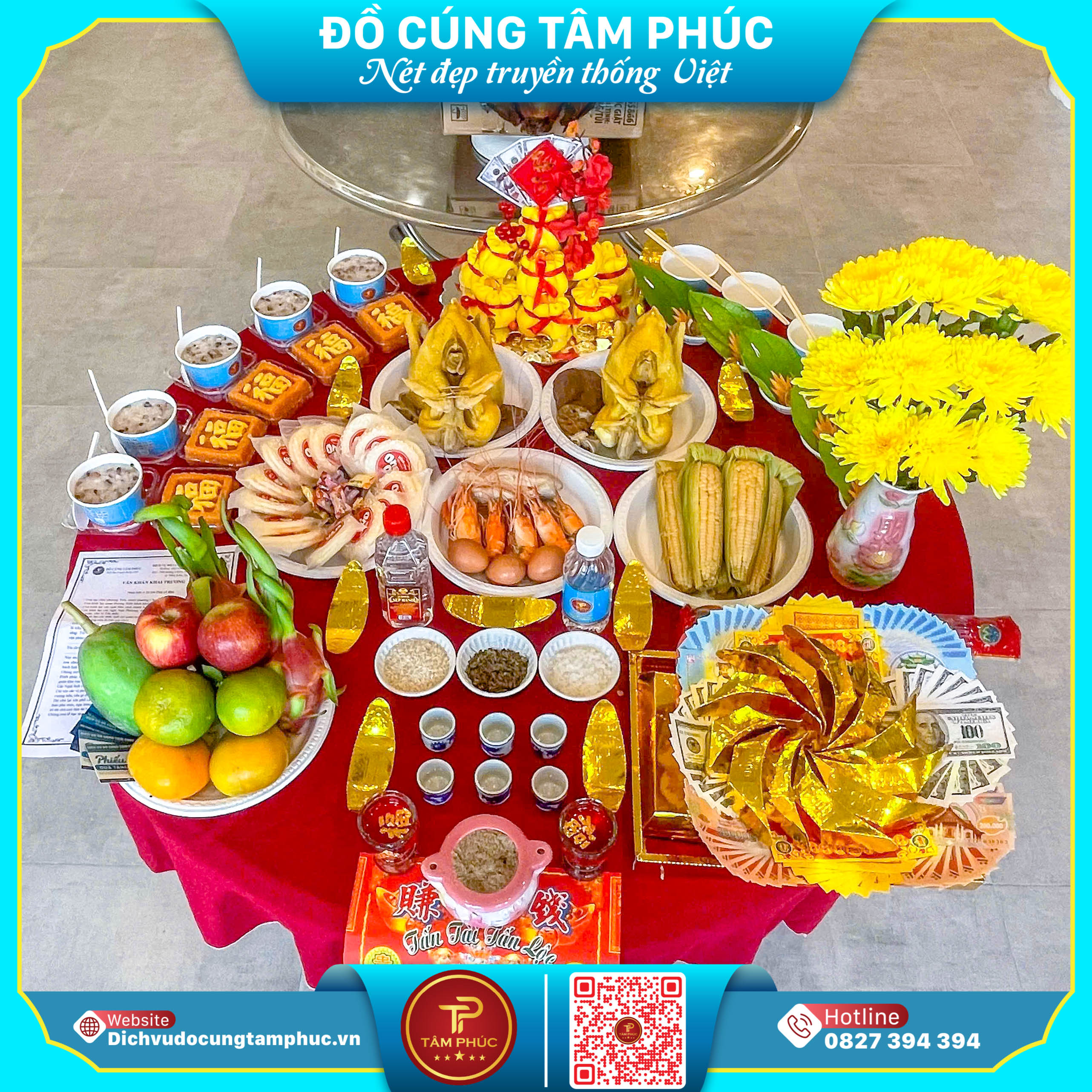 Chiêu Tài Hút Lộc Với Tháp Bánh Bao Túi Tiền Trên Mâm Cúng