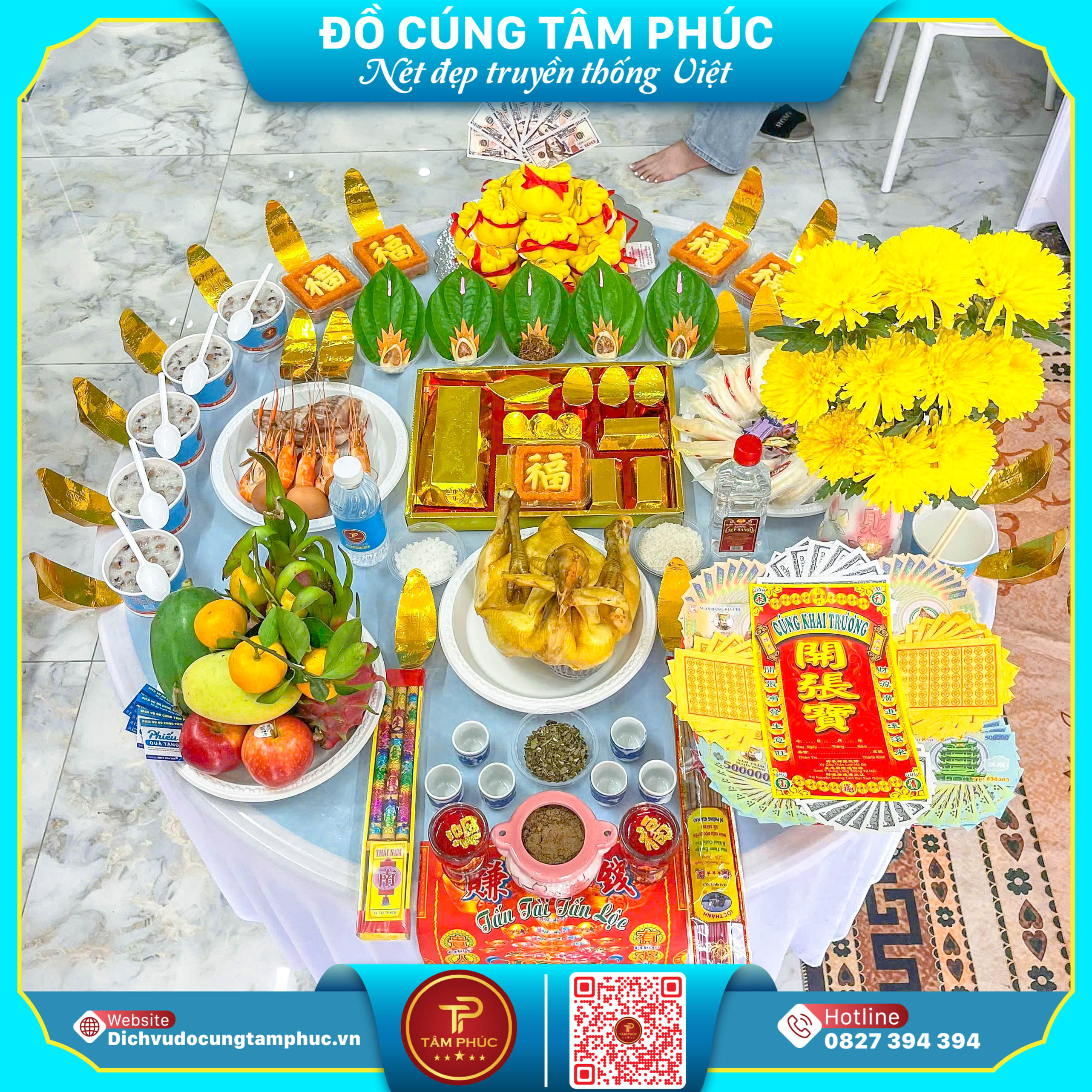 Khai Trương Hồng Phát Với Mâm Cúng Đầy Đủ Nghi Lễ