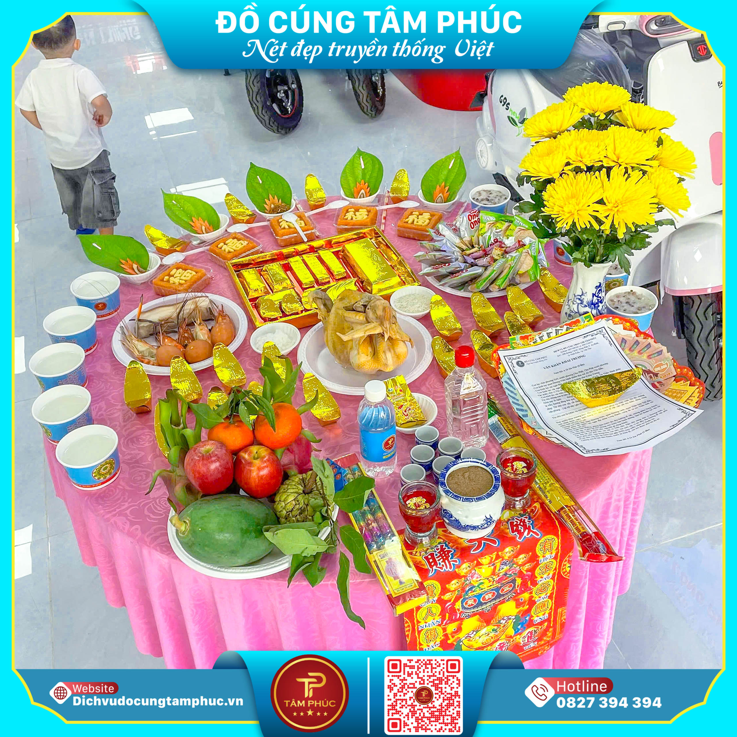 Khai Trương Hồng Phát Với Mâm Cúng Đầy Đủ Nghi Lễ