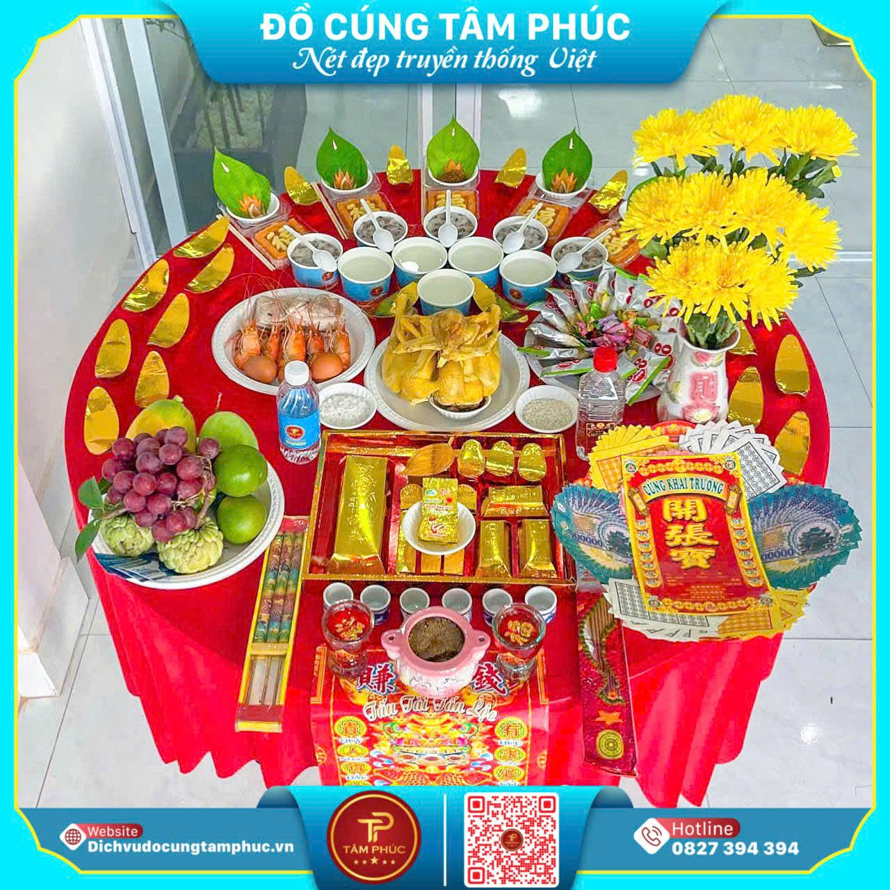 Mâm Cúng Khai Trương Tâm Phúc - Trọn Tâm, Trọn Lễ