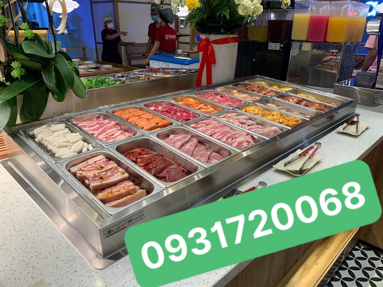 Quầy line giữ lạnh buffet cho nhà hàng, quán ăn