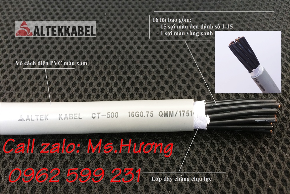 Cáp điều khiển 16 lõi altekkabel từ 0.5 đến 1.5mm