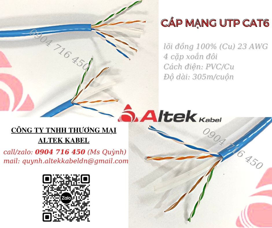 C&aacutep mạng Altek Kabel UTP Cat6 nhập khẩu có sẵn