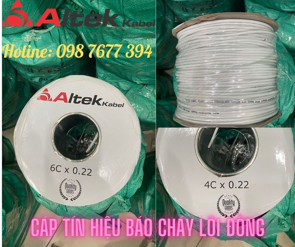 cáp báo cháy altek kabel, cáp tín hiệu báo cháy 0.22mm2