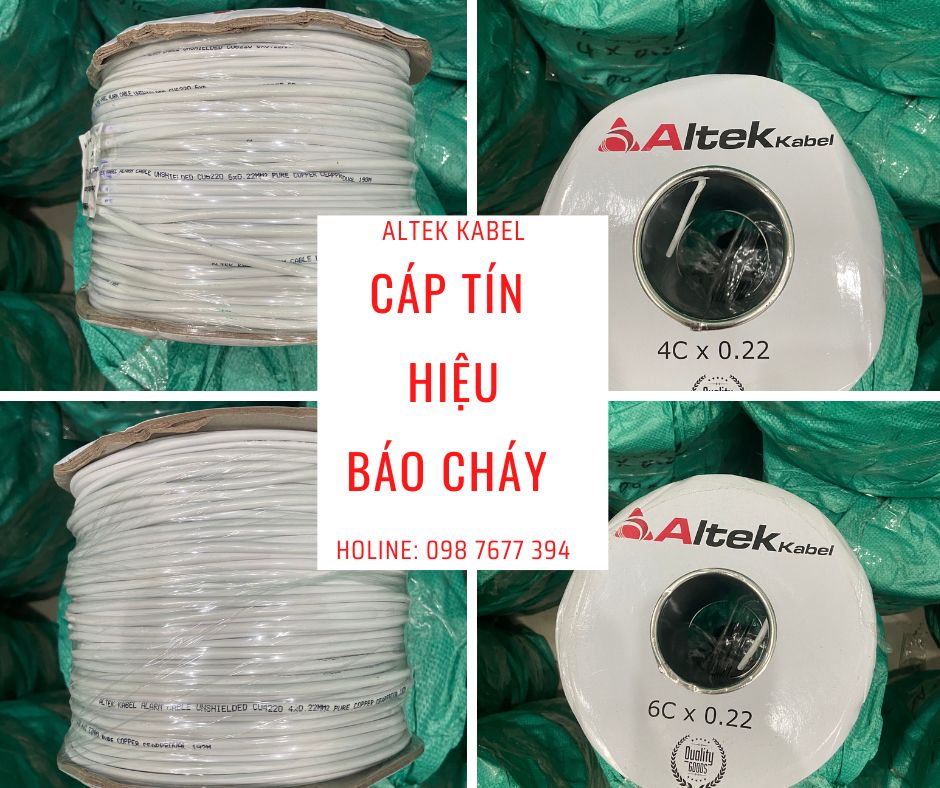 cáp báo cháy altek kabel, cáp tín hiệu báo cháy 0.22mm2