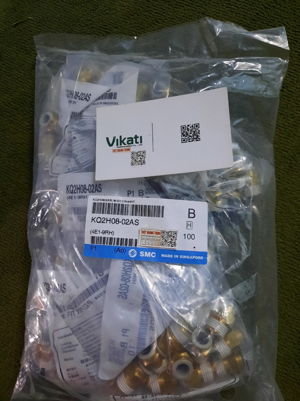 Nối hơi SMC KQ2H08-02AS - Bảo hành chính hãng 12 tháng